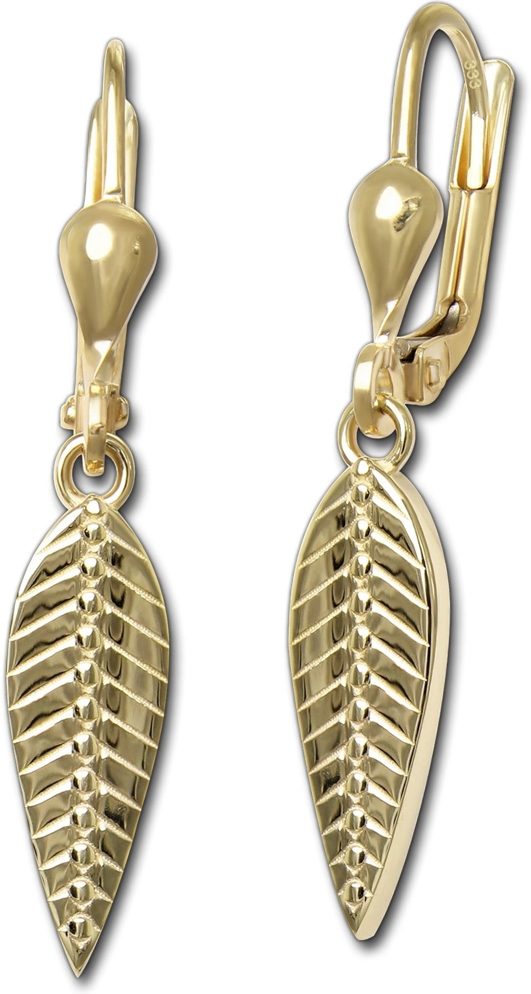 GoldDream Paar Ohrhänger GoldDream Ohrhänger Feder glanz Ohrring (Ohrhänger), Ohrhänger ca. 31mm, 333 Gelbgold - 8 Karat Feder Damen Ohrschmuck