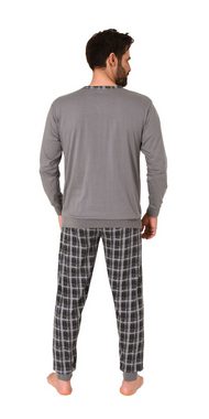 Normann Pyjama Normann Herren Schlafanzug mit Bündchen und karierter Jersey Hose