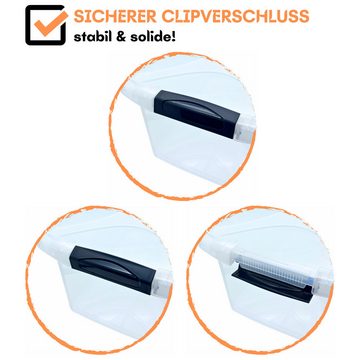 Engelland Aufbewahrungsbox Plastikbox mit Deckel und Verschluss-Clips (Stapelbox, Aufbewahrungskiste, Organizer), stapelbar, stabil, BPA-frei, lebensmittelecht