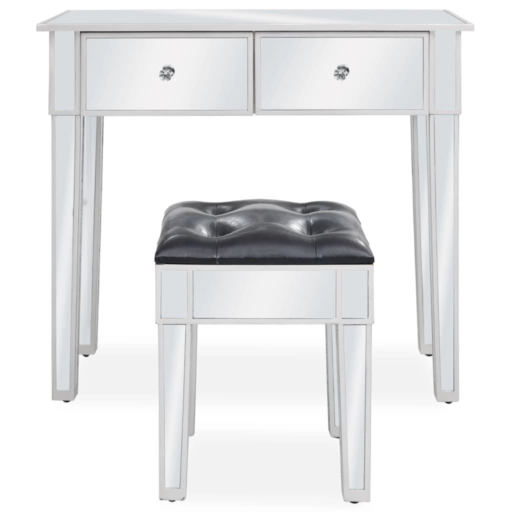 furnicato Schminktisch Verspiegeltes Make-up-Tischset mit Hocker 80x38x76 cm, Kunstleder (1-St)