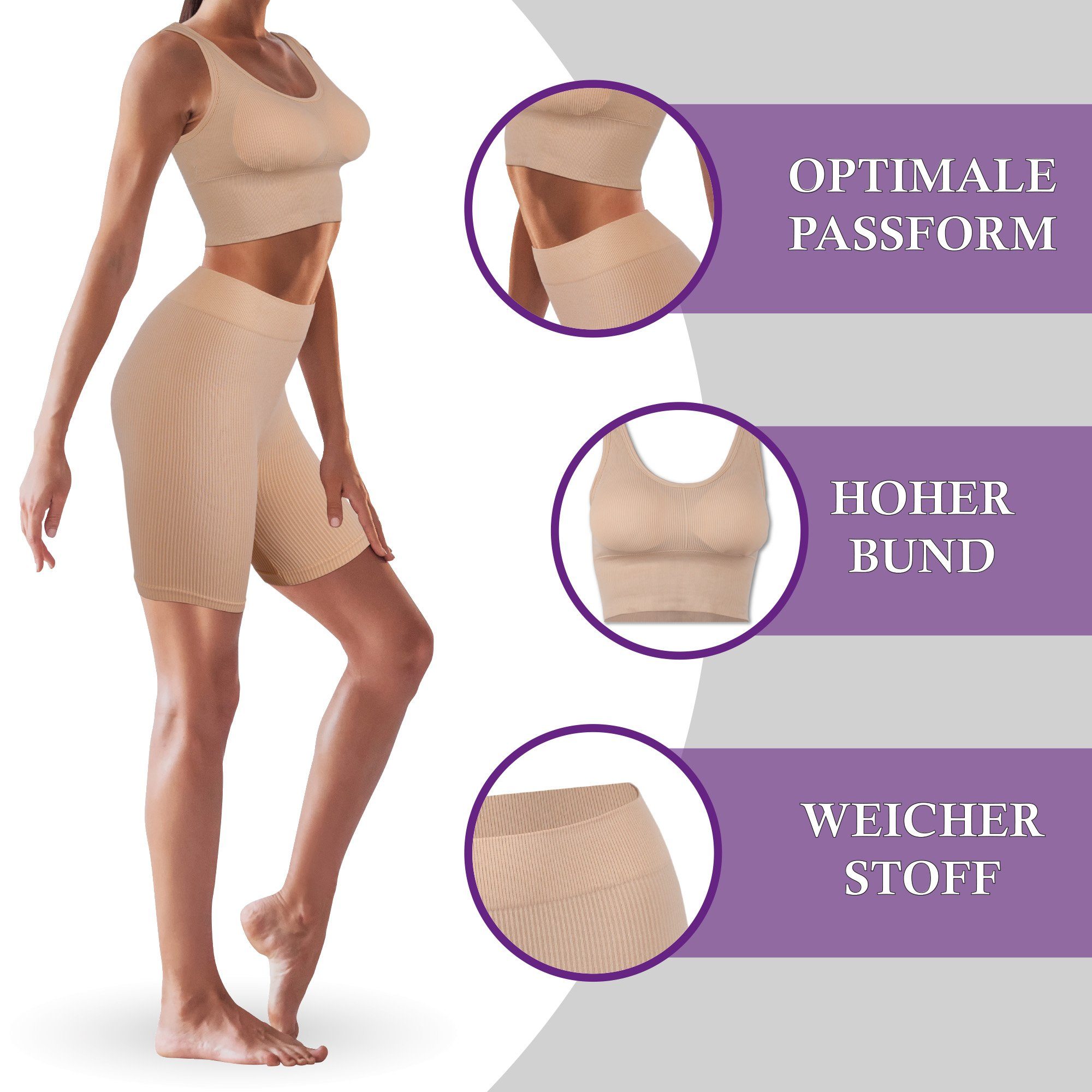 hemmy Fashion Miederslip Komfort Set (Slip + BH) Figurformende Miederhose + Komfort BH mit Push Up ohne Bügel Shaping