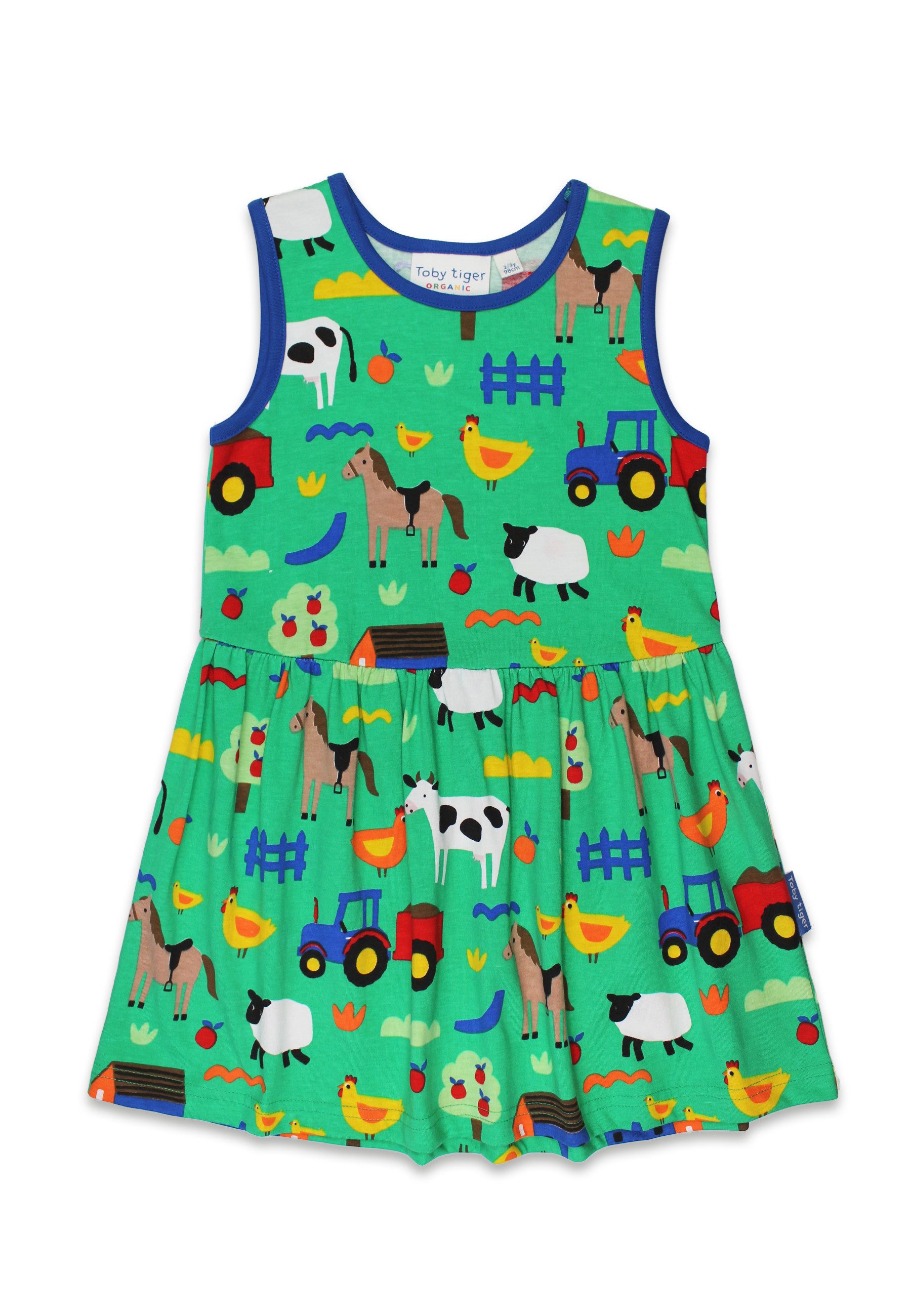 Shirtkleid Jersey Trägerkleid mit Hillside Bauernhof Print