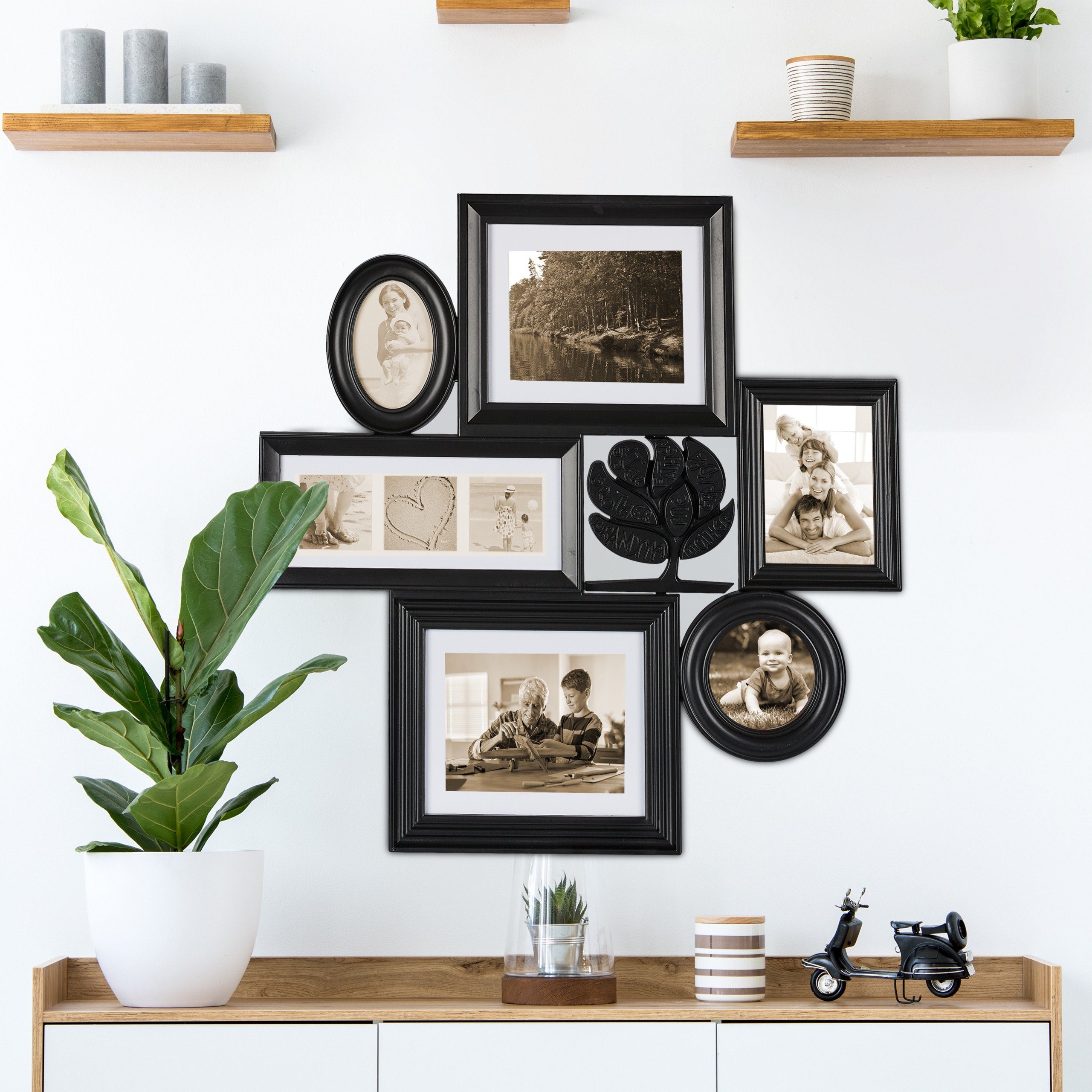 relaxdays Bilderrahmen Collage 10 Bild, schwarz