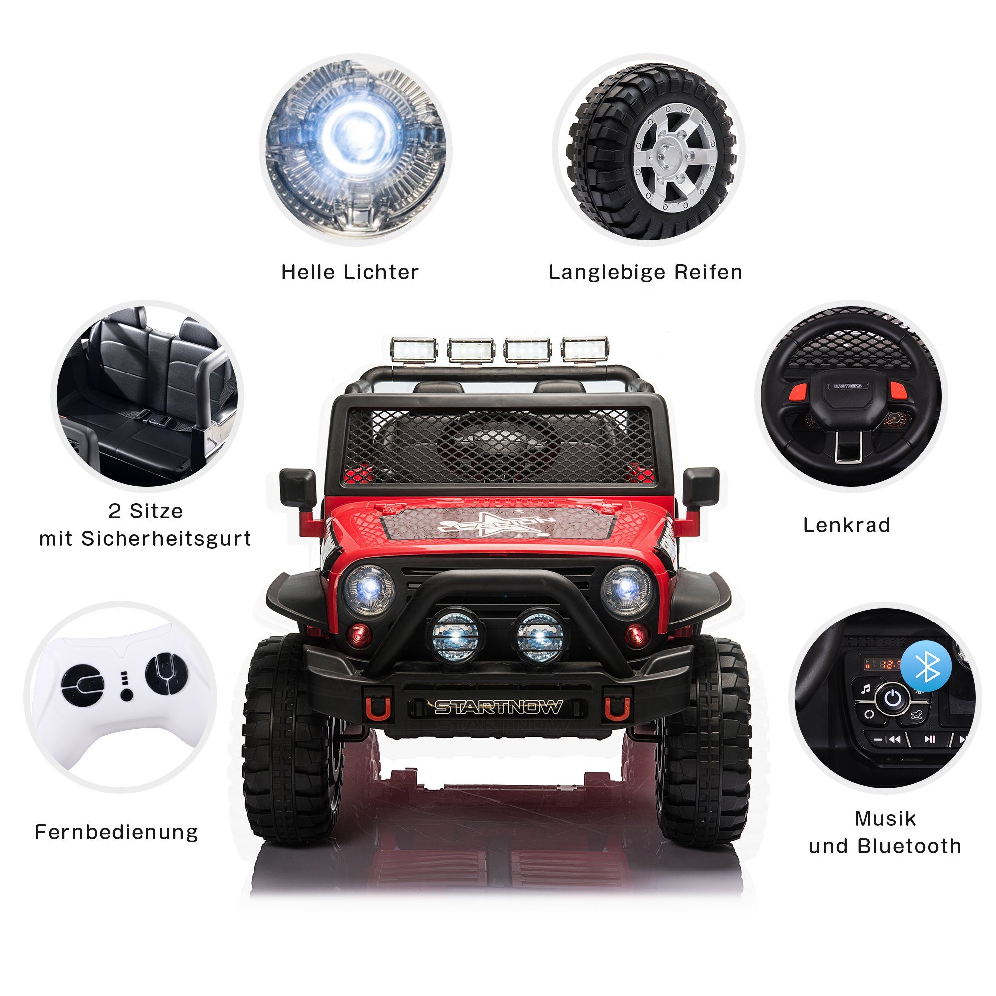 Elektro-Kinderauto, Belastbarkeit 50,00 kg, Kinder Elektroauto mit USB, AUX und Bluetooth inkl. Ferndienung, 2x45W