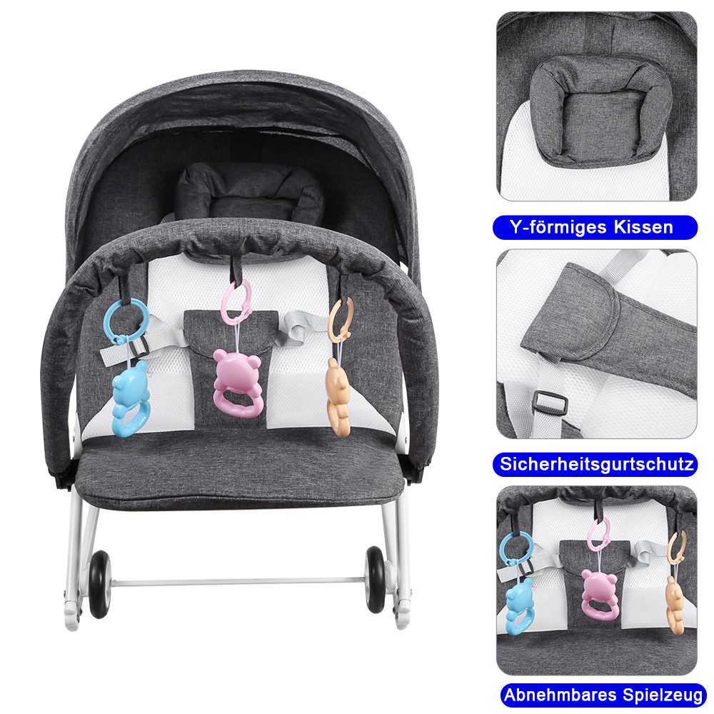 JEOBEST Babywippe 2 in 1 Kinderwagen Babyliege mit Spielbügel, Anti-Rutsch-Elemente, ab der Geburt bis 9kg – Bild 5 von 5