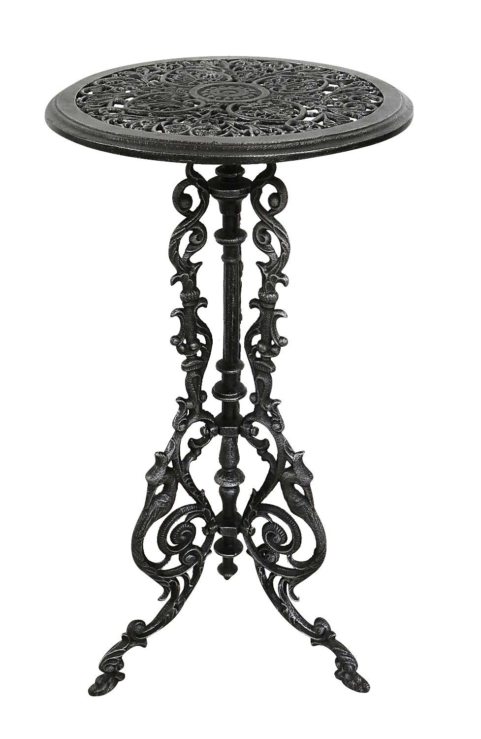 Antik-Stil Tisch Gartentisch Gartentisch Eisen Farbe silber-sch Beistelltisch Aubaho 72cm