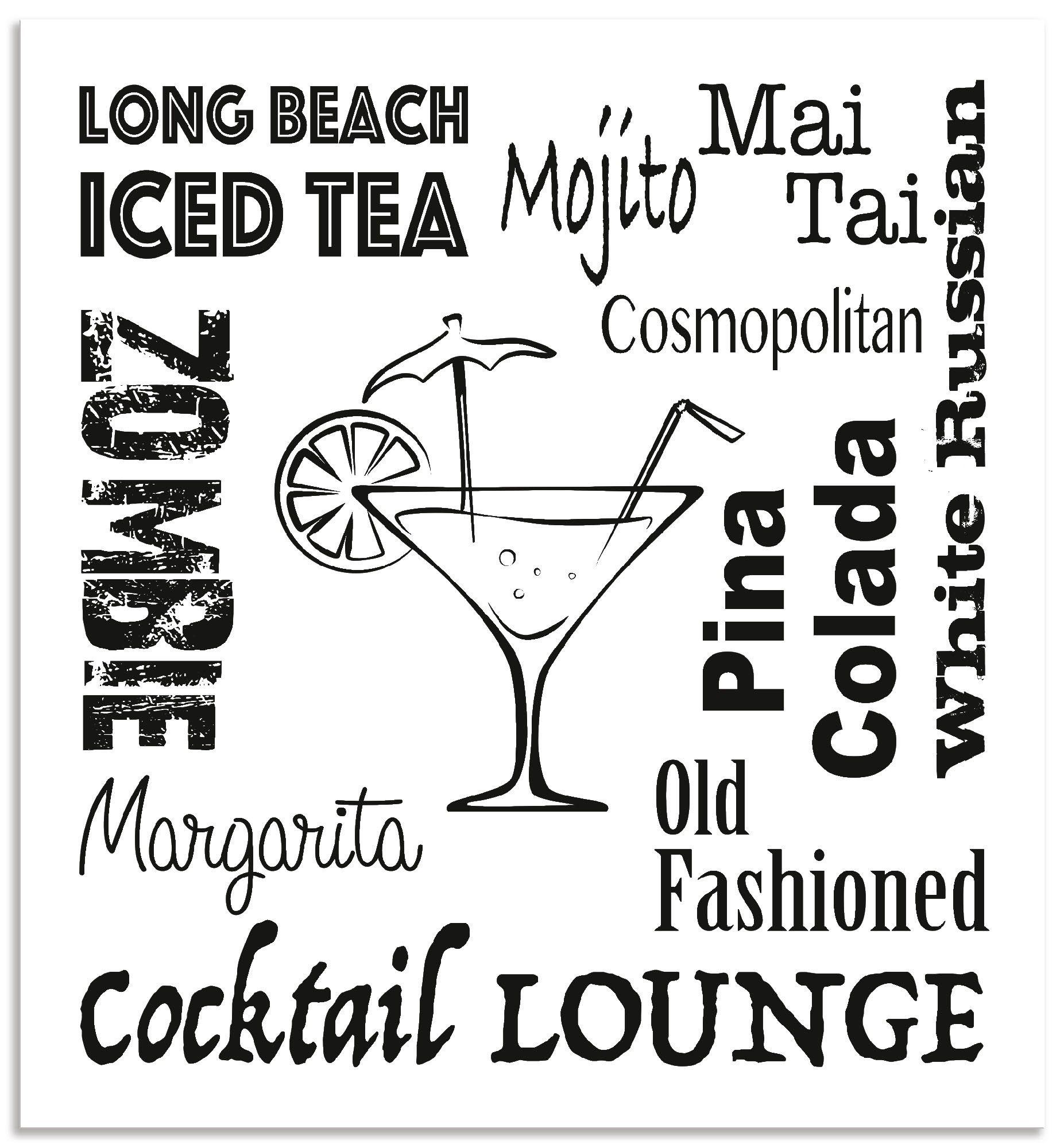 Artland Küchenrückwand Cocktail Lounge, (1-tlg), Alu Spritzschutz mit Klebeband, einfache Montage