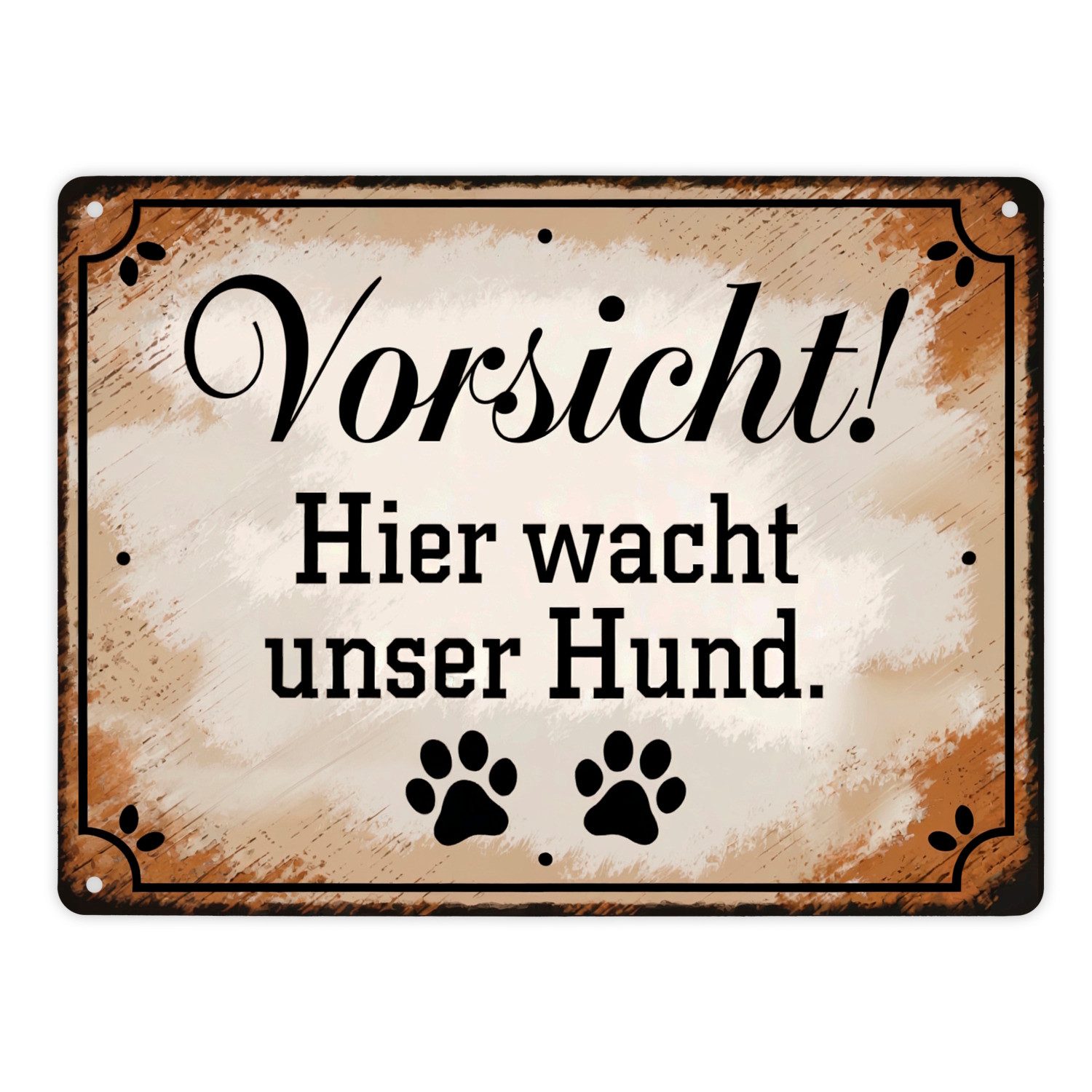 speecheese Metallschild Vorsicht Hier wacht unser Hund Metallschild XL in 2 günstig online kaufen