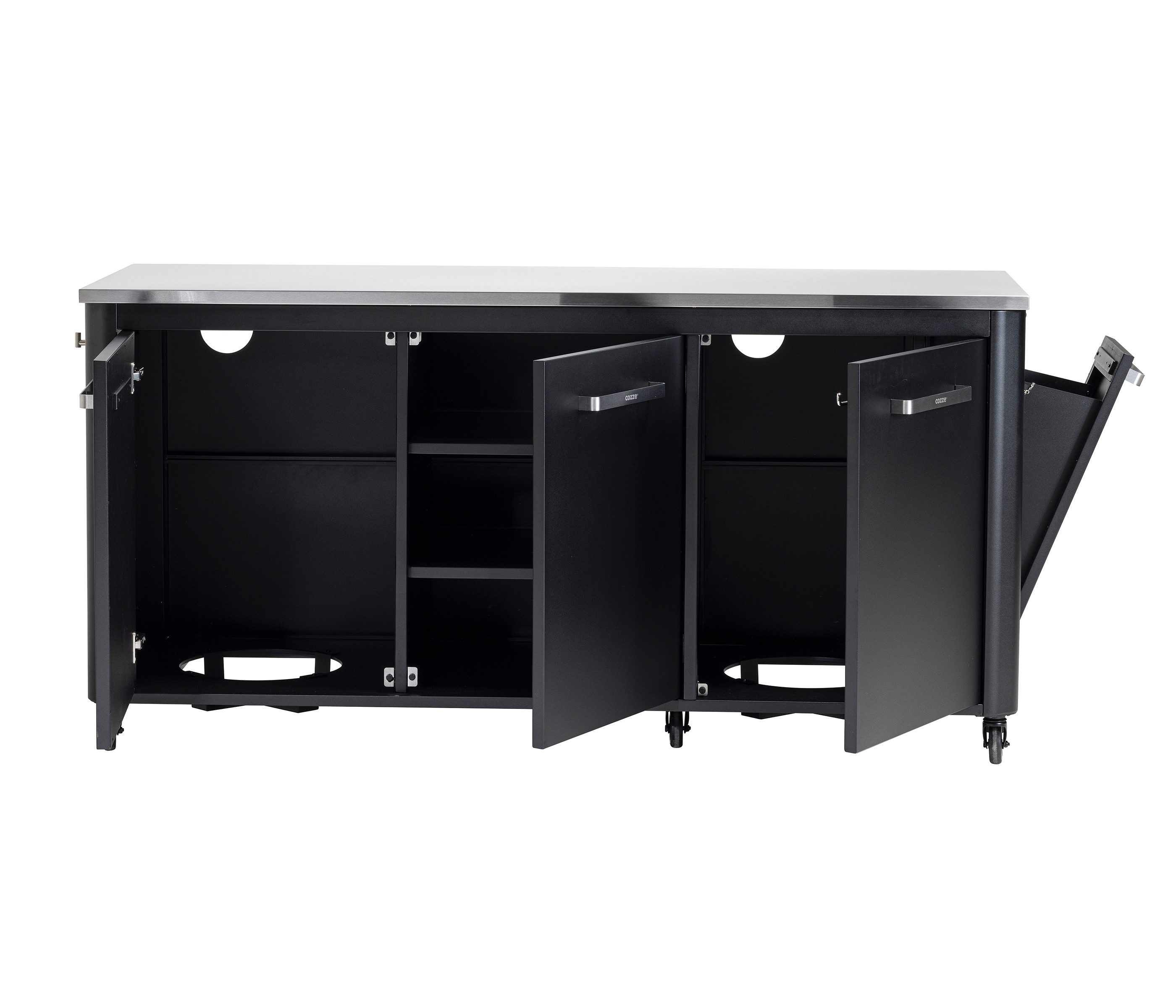 COZZE Outdoor-Küche Outdoor-Küche, Schrank mit 6 Rollen, 180 x 90 x 60 cm, moderne Außenküche mit großer Ablagefläche und viel Stauraum