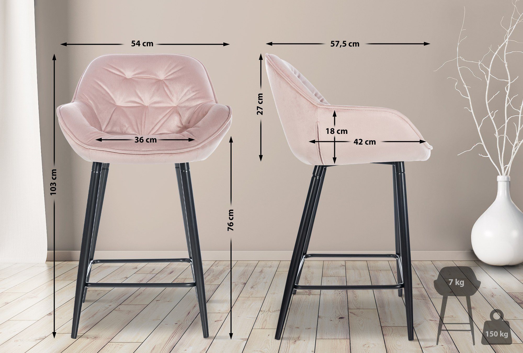 CLP Barhocker Gibson (2er Set, 2 St., 2er), Sitzhöhe 76 cm günstig online kaufen