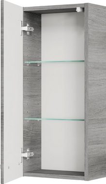 Saphir Hängeschrank Quickset Wand-Badschrank 30 cm breit mit 1 Tür und 2 Glas-Einlegeböden Badezimmer-Hängeschrank inkl. Türdämpfer, Griffe in Chrom Glanz