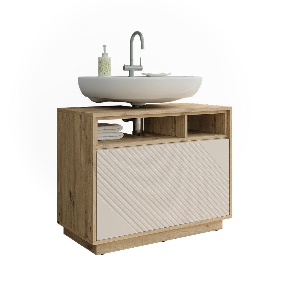 Vicco Waschbeckenunterschrank Beatrice, Cashmere/Artisan-Eiche, 80 x 64 cm mit Schublade (1-St) – Bild 5 von 5