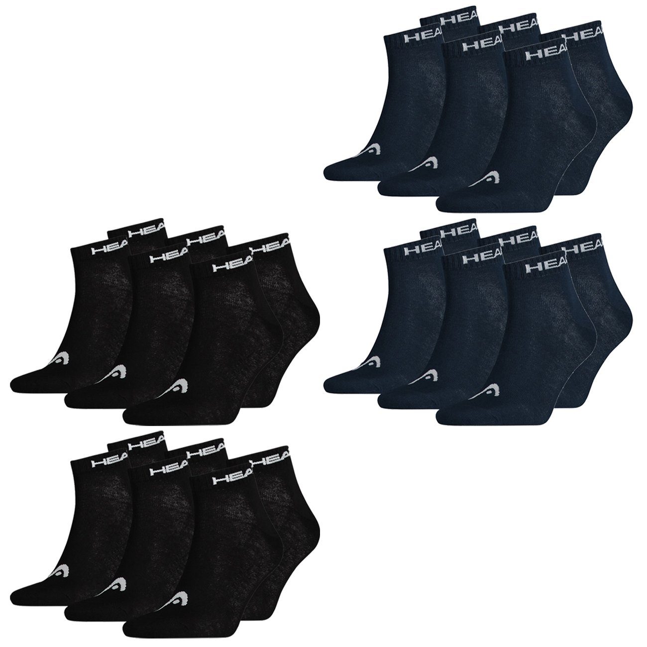 Head Kurzsocken Quarter Unisex 6er Pack (12-Paar) mit Logoripbund