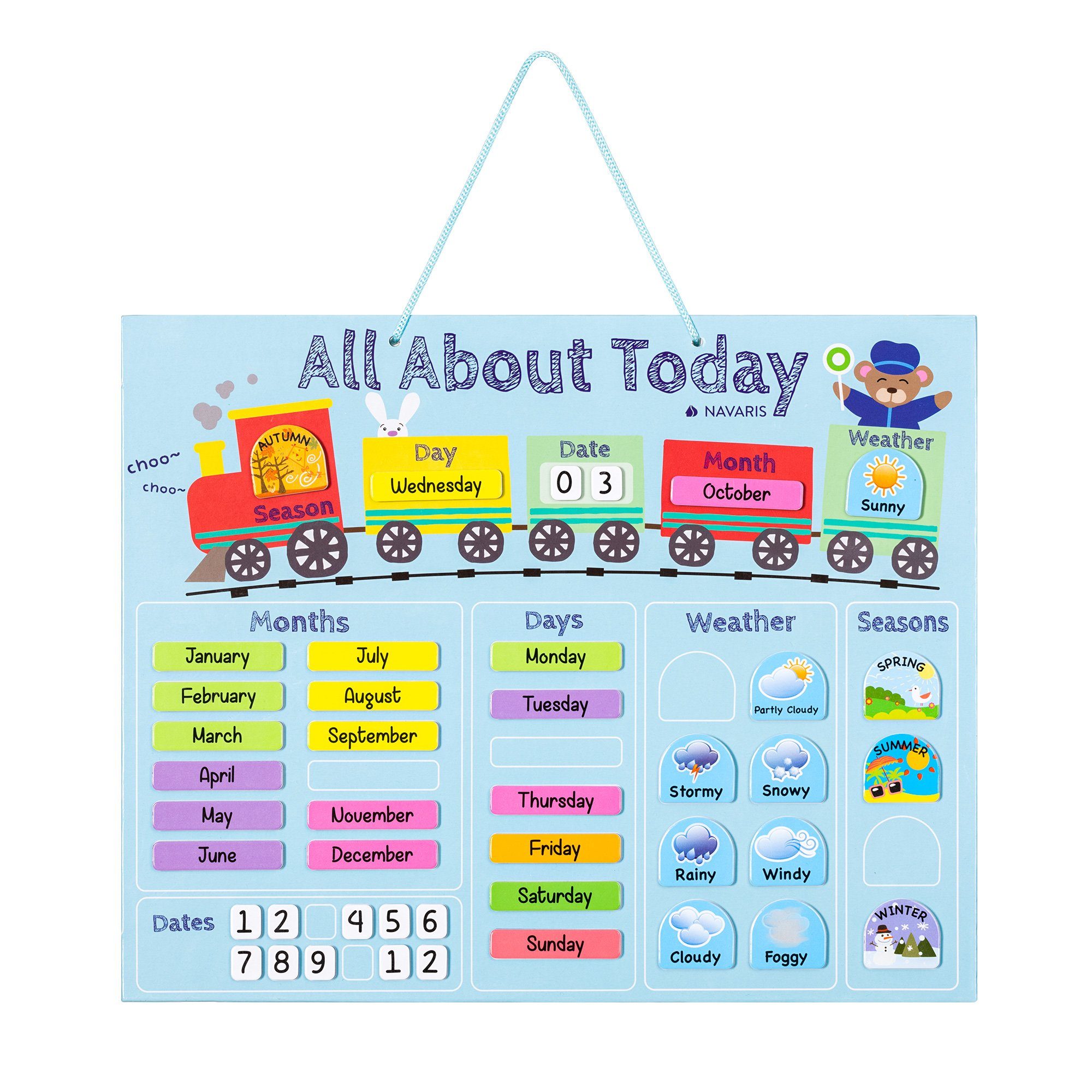 Magnettafel Kalender Tafel für Kinder - Jahreszeiten Uhr - magnetisch