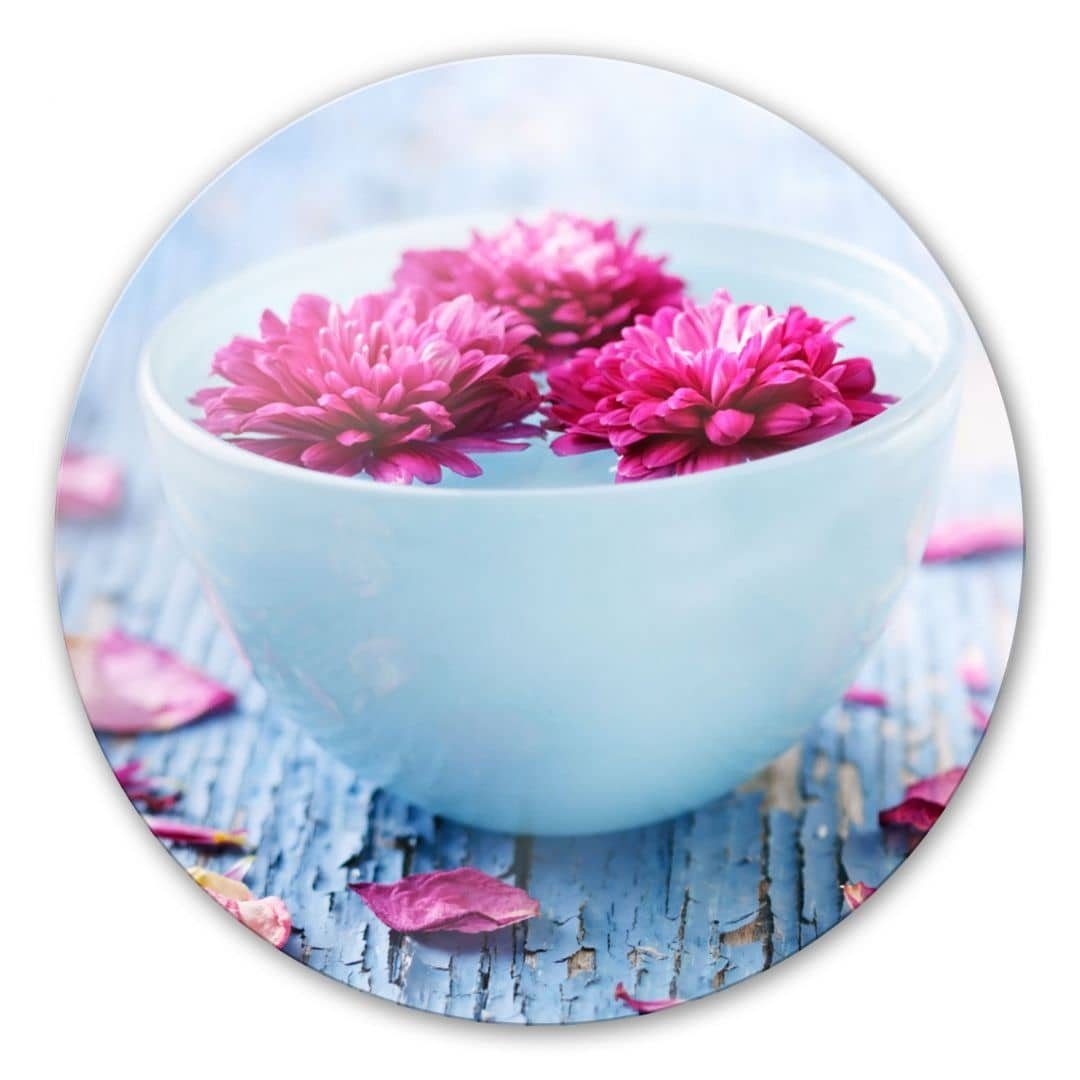 Glasbild Glas Wandbild Rund Glasbild Feng Shui Wellness Spa Badezimmer