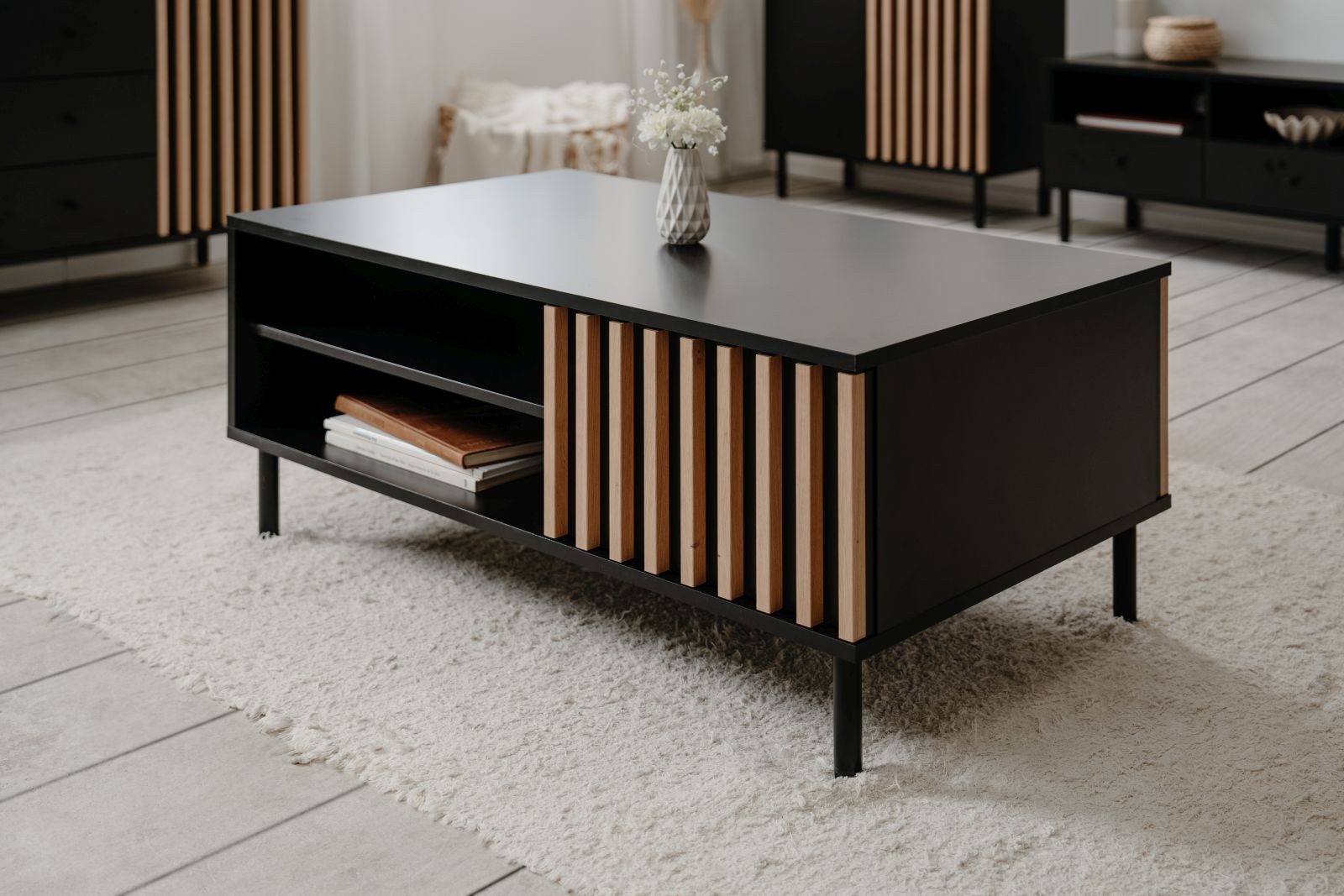 möbelvita Couchtisch Couchtisch Milan 55A schwarz / Dekor Artisan Oak