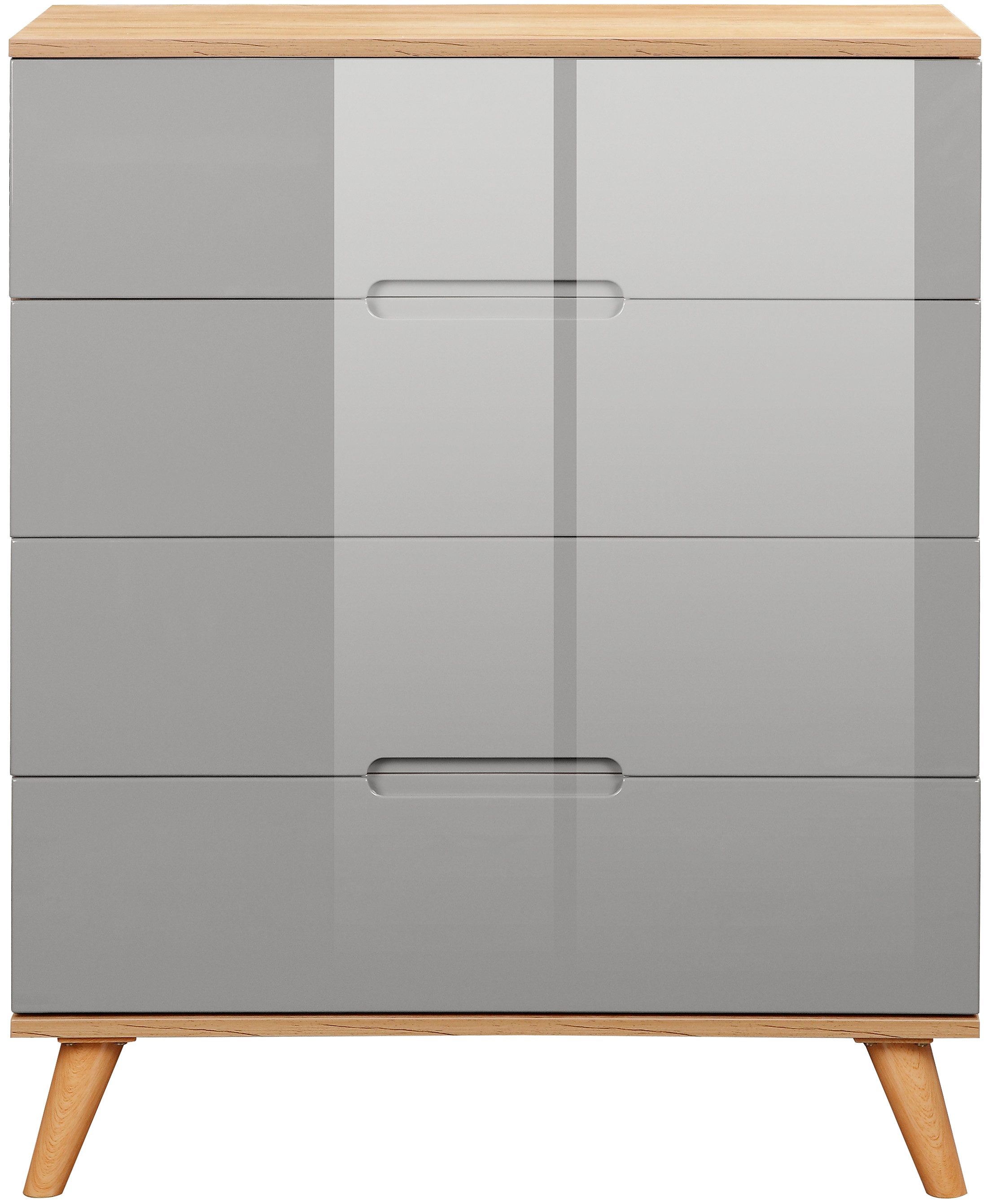OTTO home Schubkastenkommode Lund Schlafzimmerschrank Wäscheschrank mit hochglänzenden Fronten (Kommode mit 4 Schubladen für viel Stauraum), Schlafzimmerkommode Bestseller im skandinavischem Design