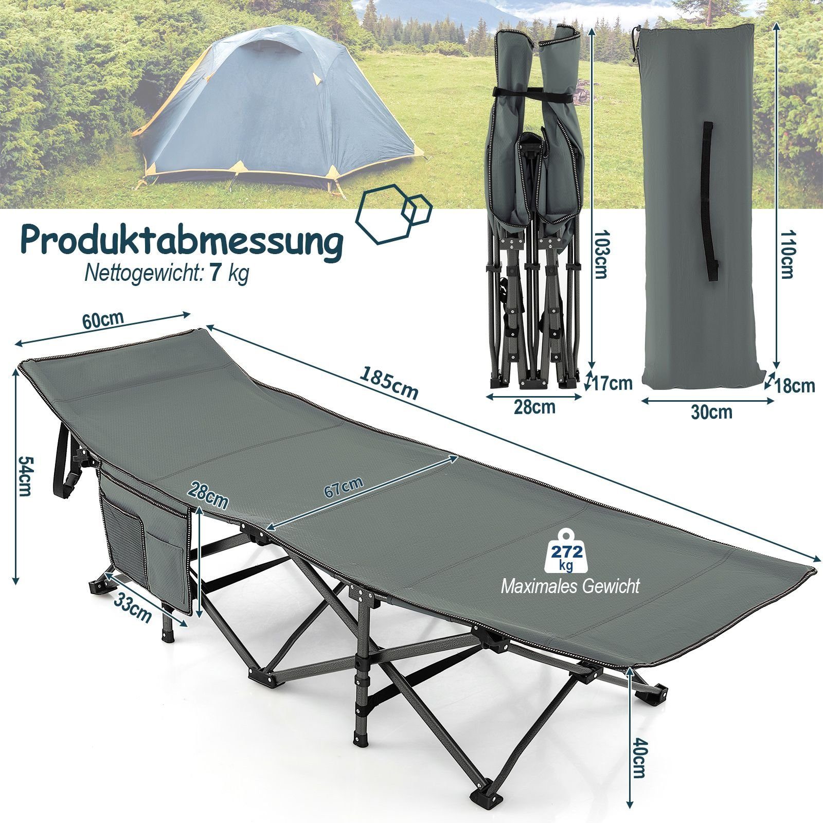 COSTWAY Feldbett Campingbett klappbar, leicht mit günstig online kaufen