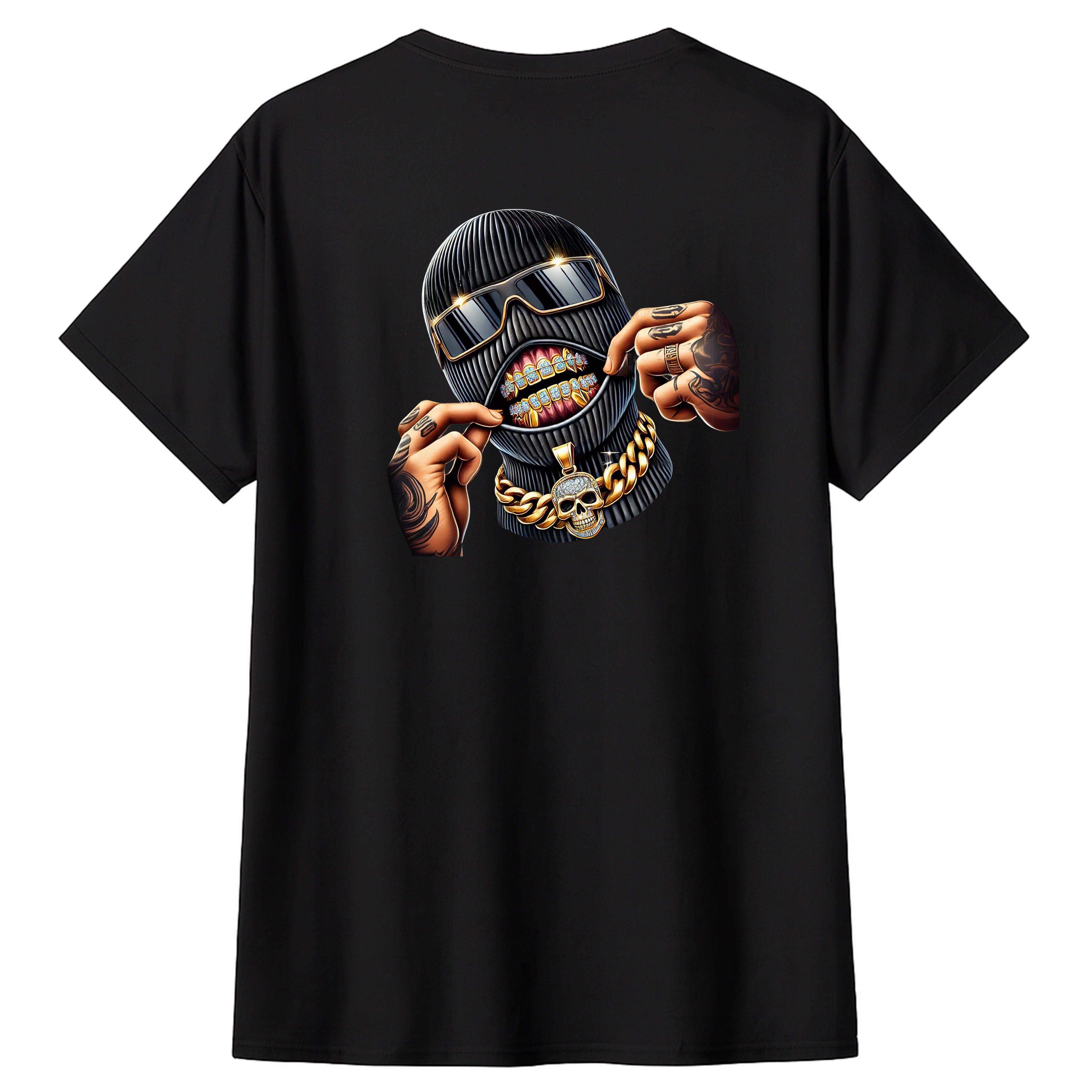 Banco T-Shirt Herren Smile Goldkette Totenkopf -Streetwear Rundhals Kurzarm günstig online kaufen