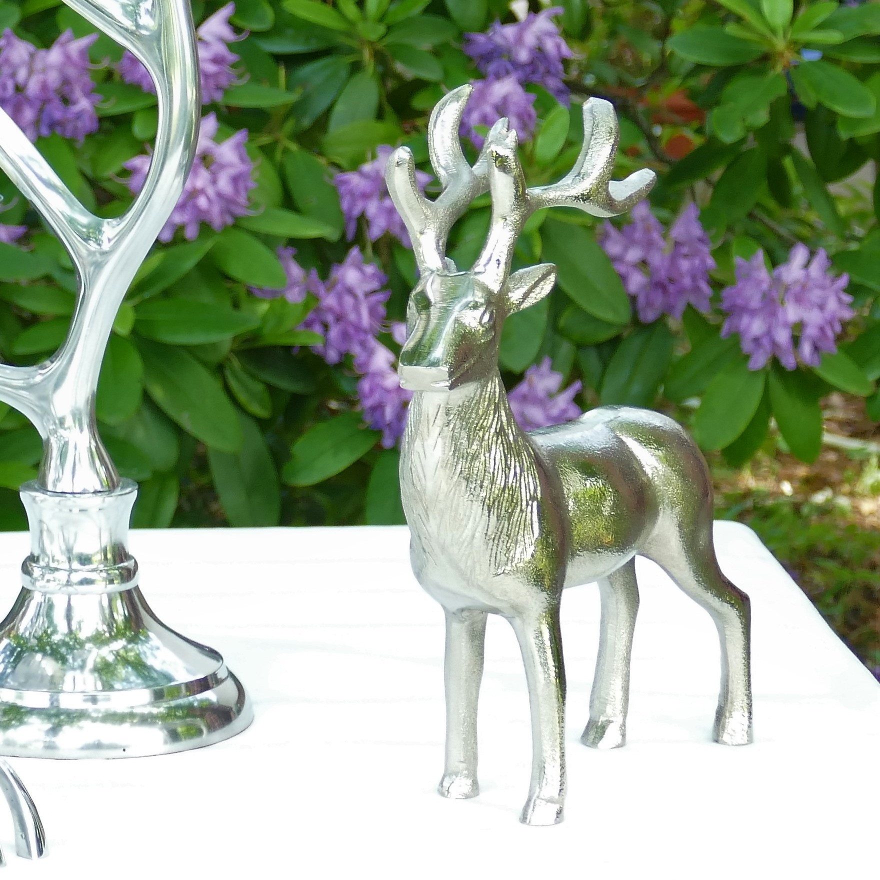 ARTRA Dekoobjekt Deko Hirsch Tischfigur "Rudolph" Rentier Geschenk silber Matall (1 St)