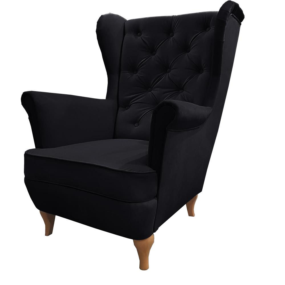 Beautysofa Ohrensessel Sessel FALCO Chesterfield Wohnzimmersessel Fernsehsessel