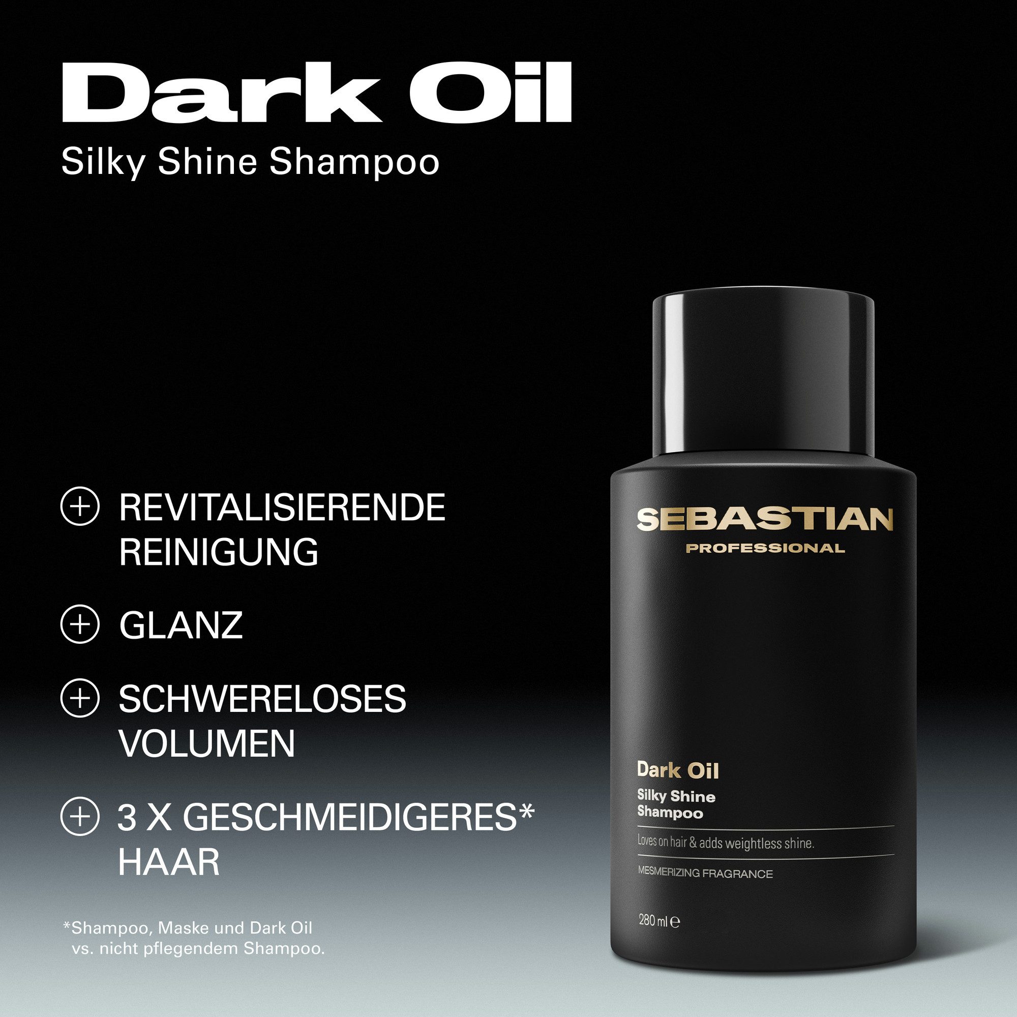 Sebastian Professional Haarshampoo Dark Oil Shampoo, mit entwirrender Wirkung, feuchtigkeitsspendend, 280 ml