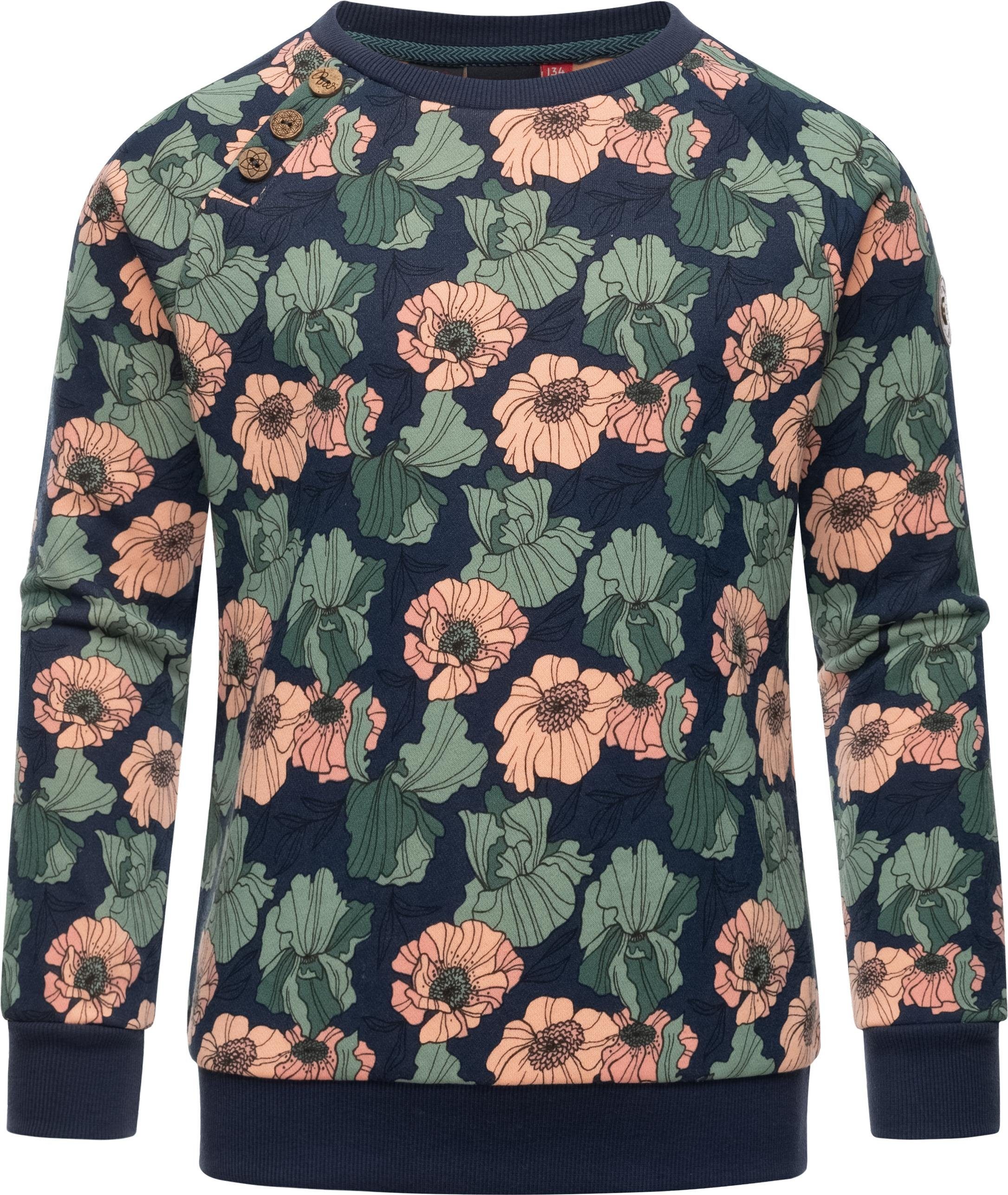 Ragwear Sweater Darinka Freesia stylisches Mädchen Sweatshirt mit  Blumenmuster, Bequemer Baumwollsweater top kombinierbar zu lässigen Looks