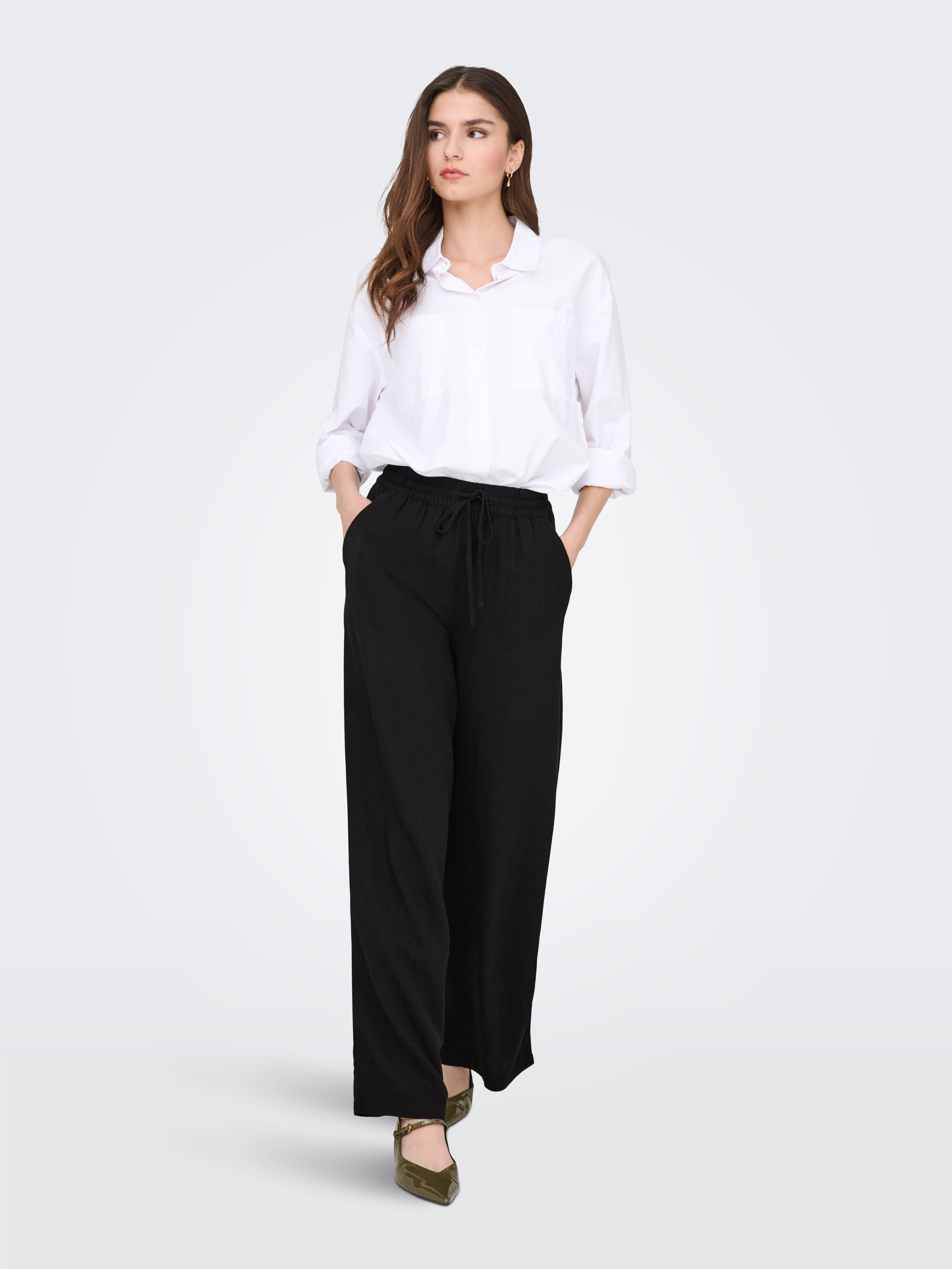 JDY Schlupfhose JDYSAY LINEN HW WIDE PANT WVN NOOS Sommerhose mit Leinen