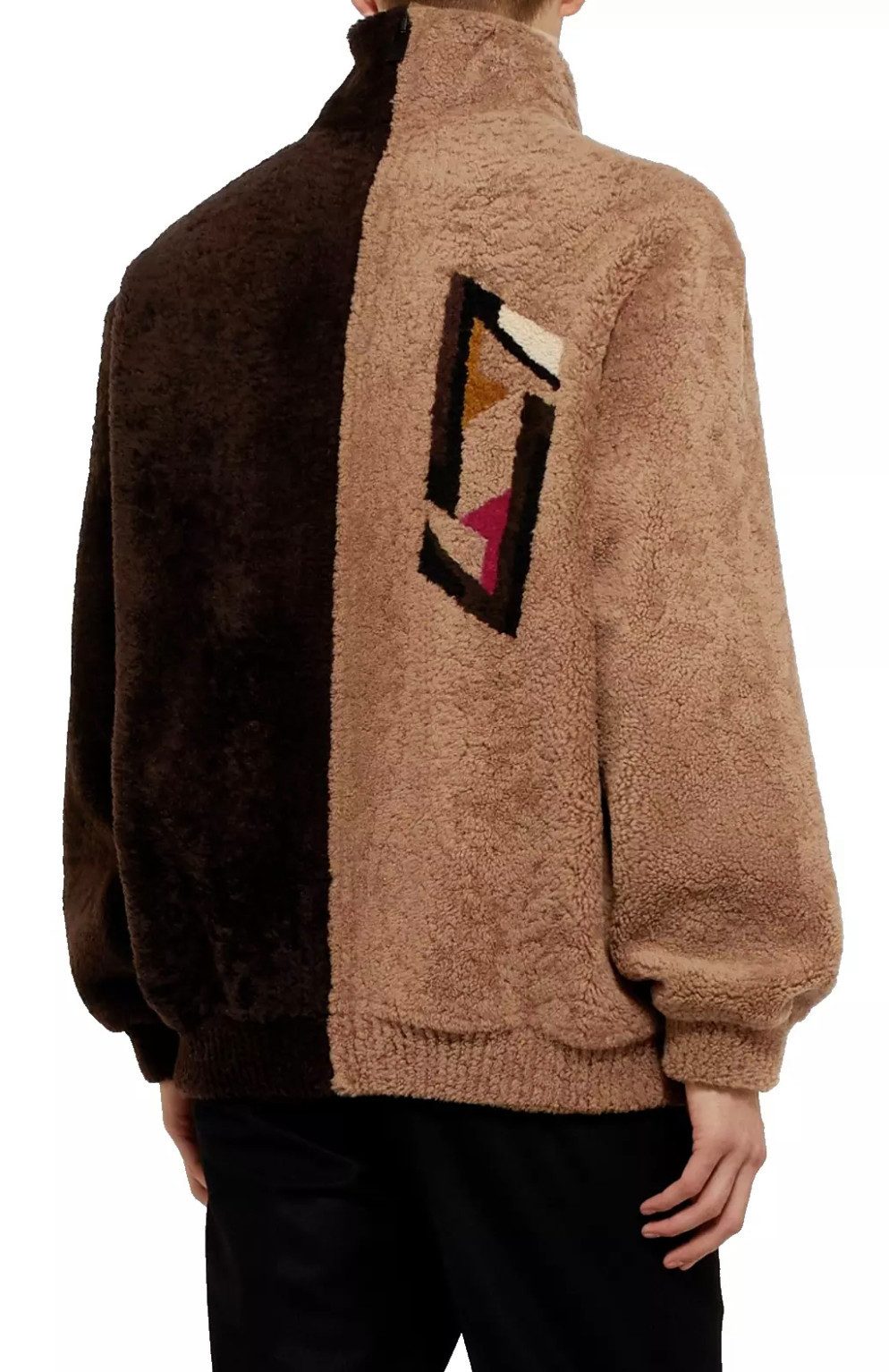 FENDI Wendejacke Logo Intarsia Shearling Bpmber Blouson Jacke Leder und Shearling-Seite, Meisterwerk italienischer Handwerkskunst