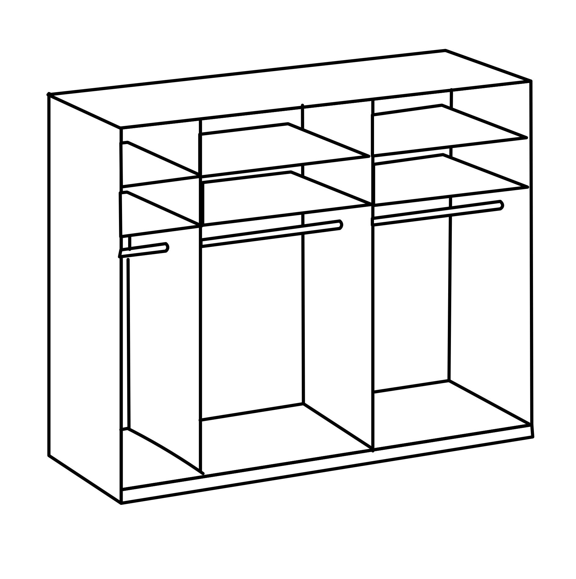 freiraum Schwebetürenschrank in Escape WEISS cm) (BxH: 250x236 Einlegeböden Türen 2 6 mit GLAS und