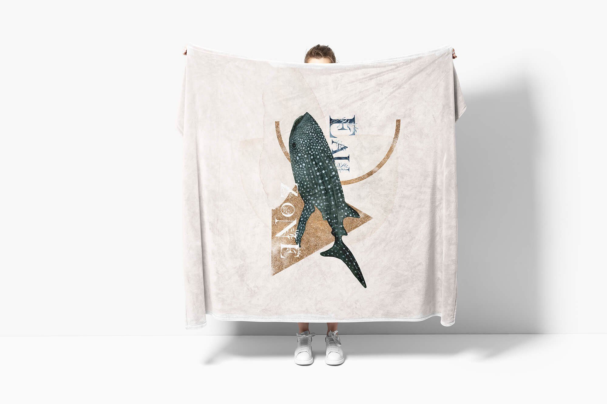 Sinus Art Handtücher Handtuch Strandhandtuch Motiv, Kuscheldecke Ozean Kunstvoll Walhai Saunatuch Handtuch Baumwolle-Polyester-Mix (1-St)