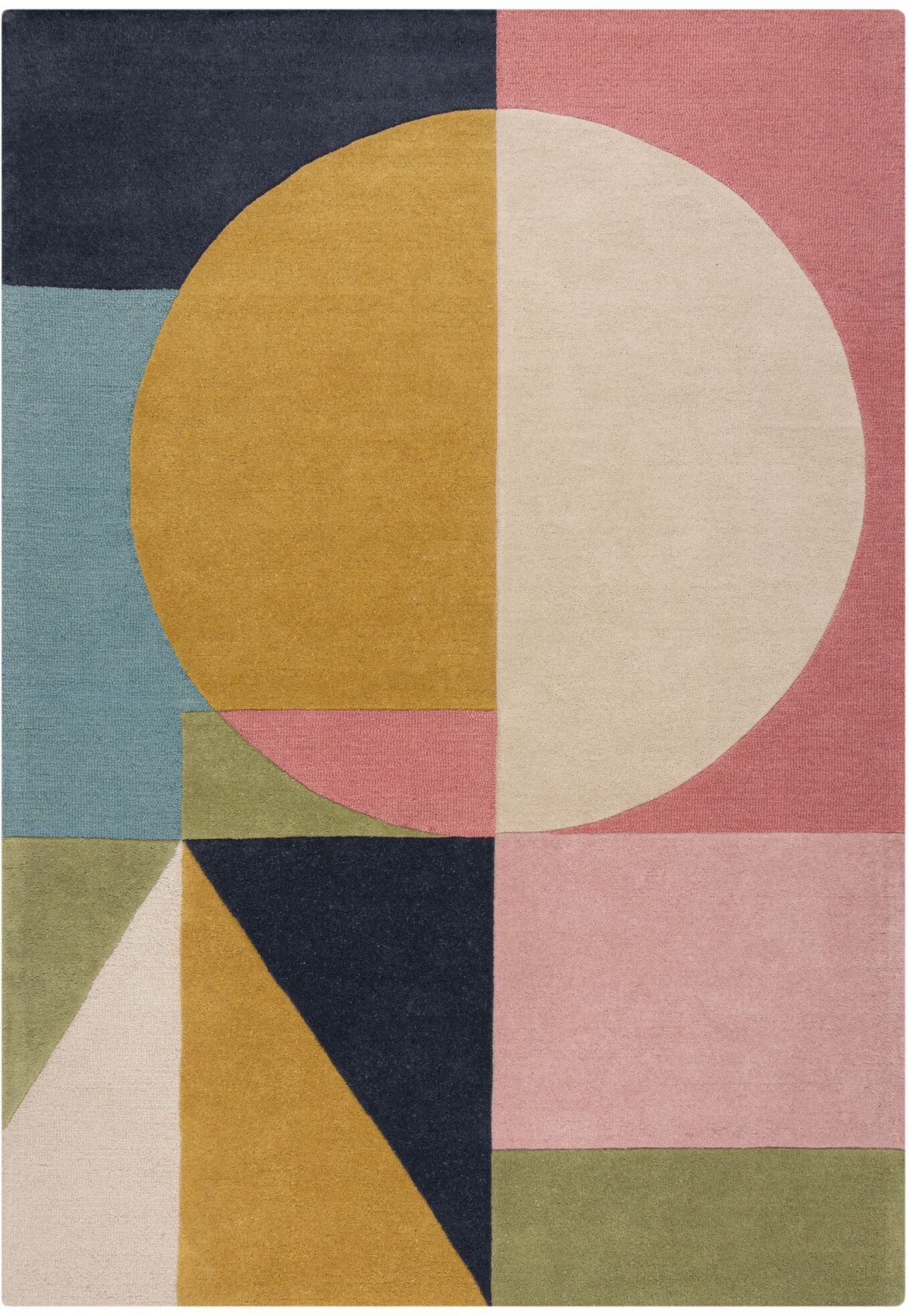 FLAIR RUGS Wollteppich Esre, aus 100% Wolle, rechteckig, Höhe: 7 mm, geometrisches Design, handgearbeiteter Konturenschnitt, Wohnzimmer
