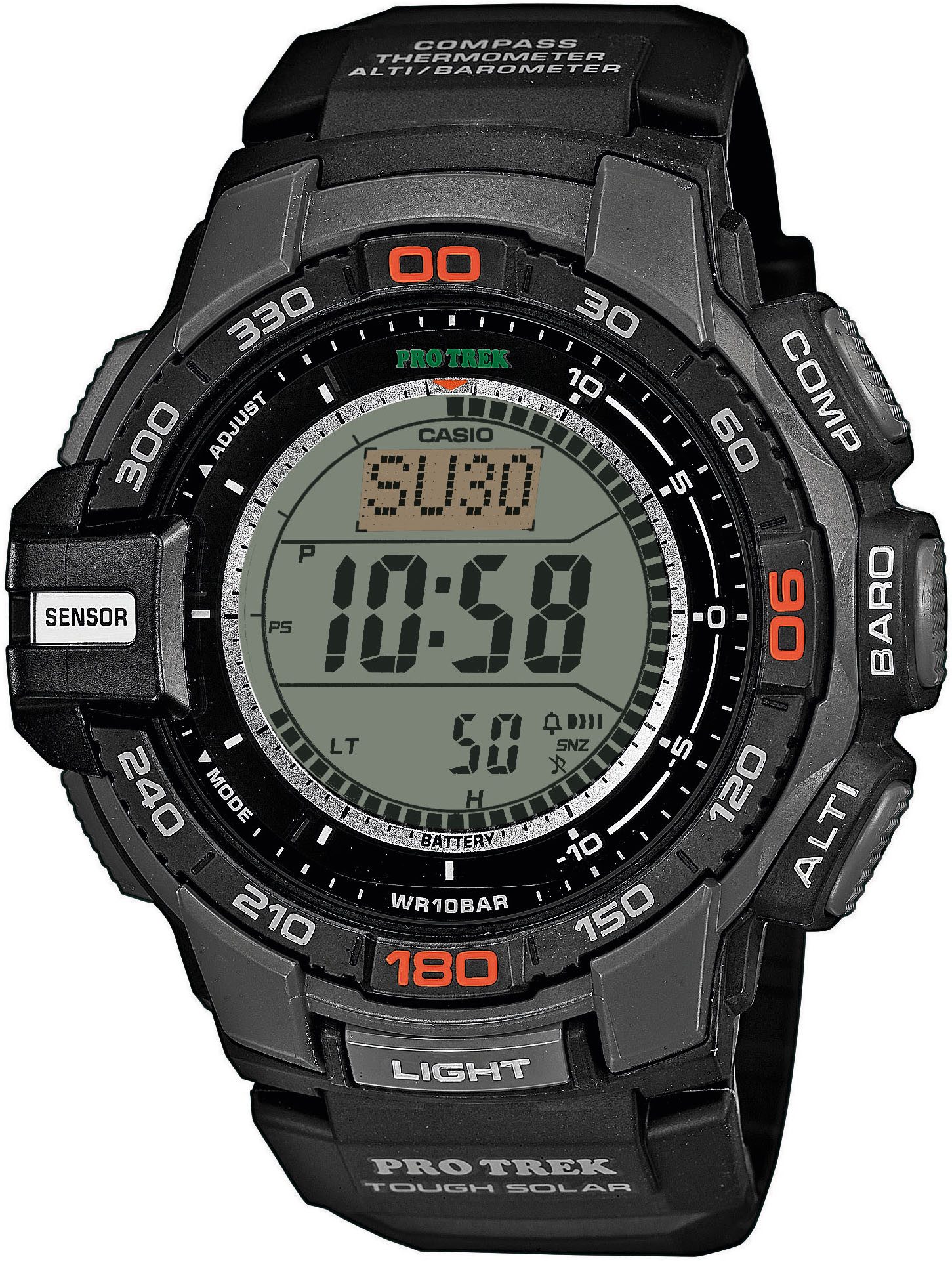 CASIO PRO TREK Chronograph PRG-270-1ER, Quarzuhr, Armbanduhr, Herrenuhr, Funk, Solar, Stoppfunktion, Weltzeit