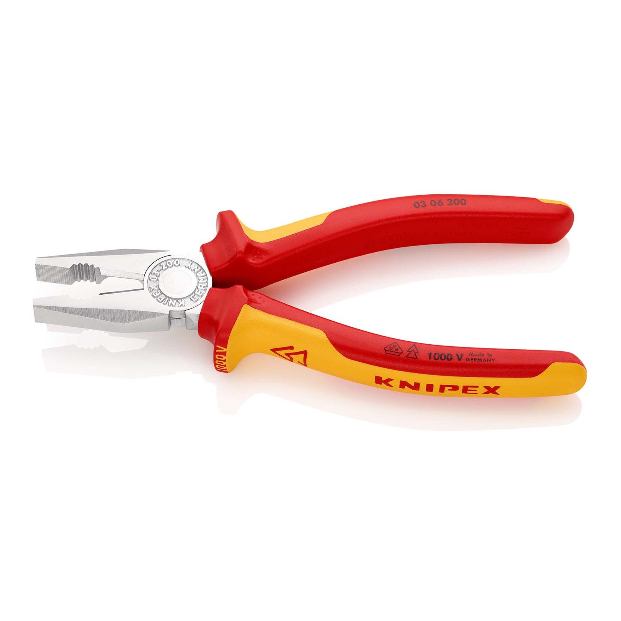 Knipex Kombizange KNIPEX 03 06 200 Kombizange isoliert mit Mehrkomponenten-Hüllen, VDE-g