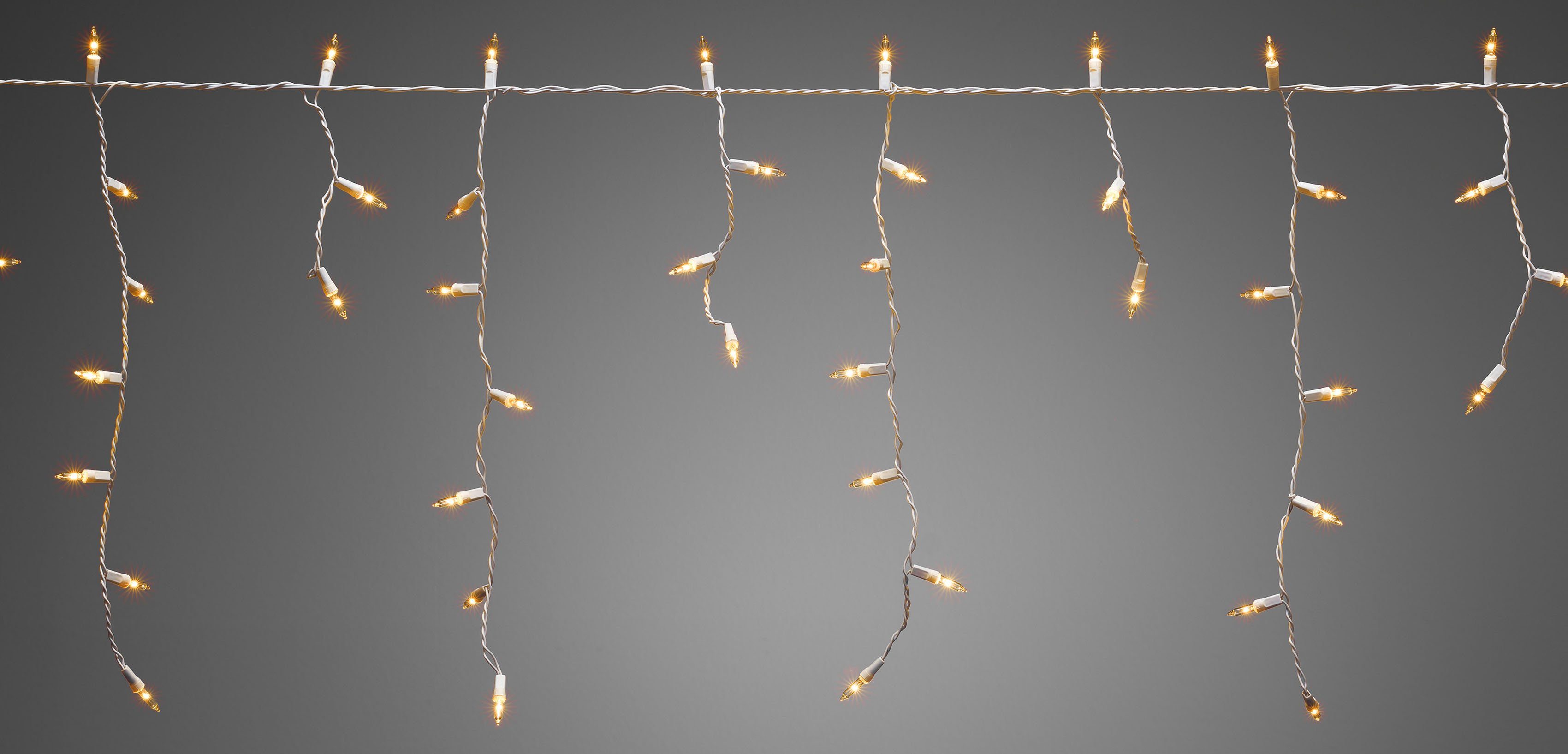 KONSTSMIDE LED-Lichtervorhang Weihnachtsdeko aussen, 400-flammig, LED  Eisregenvorhang, 400 bernsteinfarbene Dioden, weißes Kabel