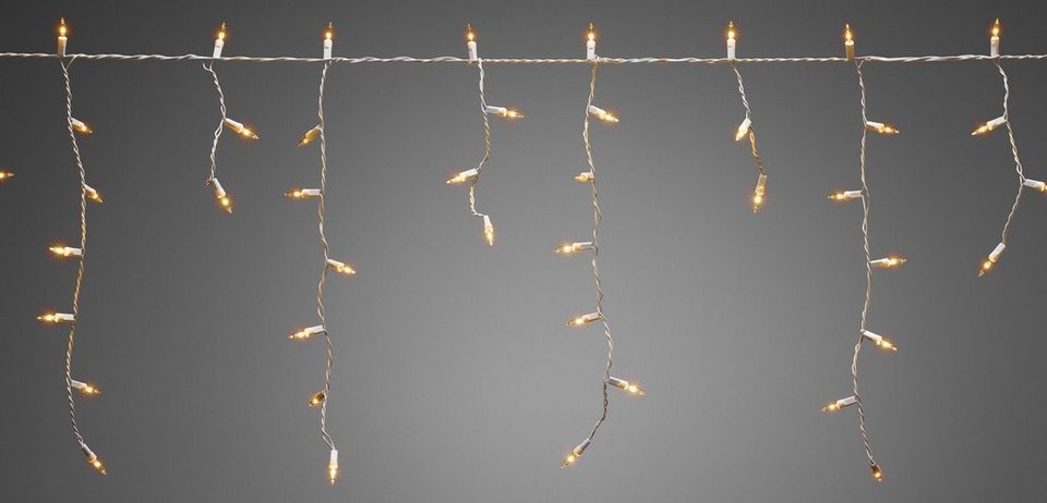KONSTSMIDE Kabel LED-Lichtervorhang LED 400-flammig, Weihnachtsdeko aussen, Eisregenvorhang, bernsteinfarbene 400 weißes Dioden,