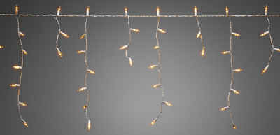 KONSTSMIDE LED-Lichtervorhang Weihnachtsdeko aussen, LED Eisregenvorhang, 400 bernsteinfarbene Dioden, weißes Kabel