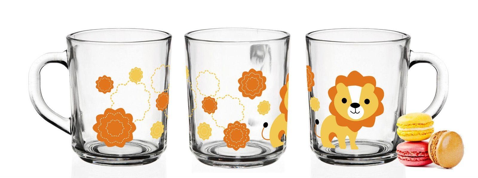 Sendez Teeglas 6 Tier-Motiv Becher Tassen 230ml Kindergläser Trinkgläser Saftgläser, Glas