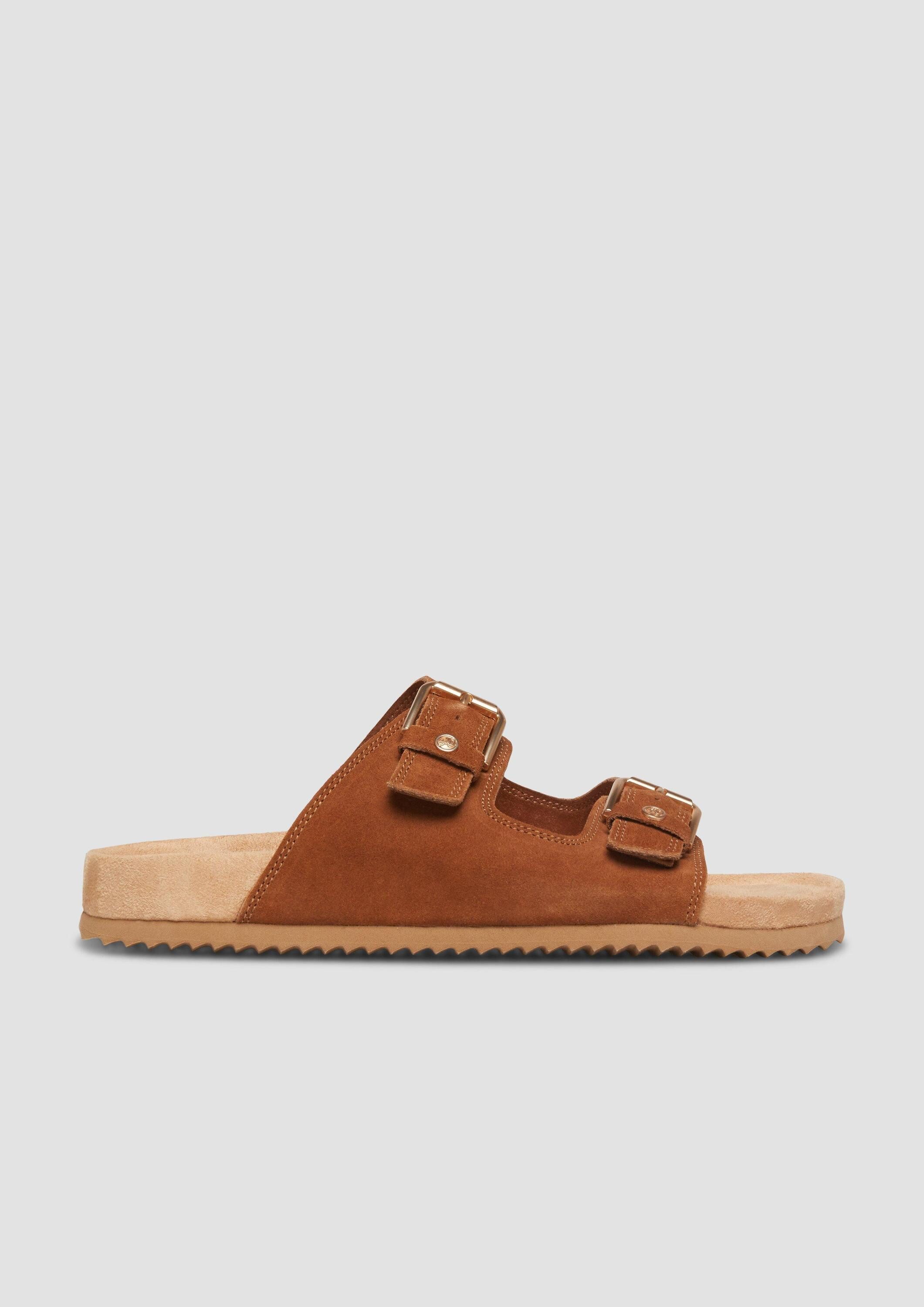 s.Oliver Pantoletten Slipper Echtleder-Sandalen mit dekorativen Details
