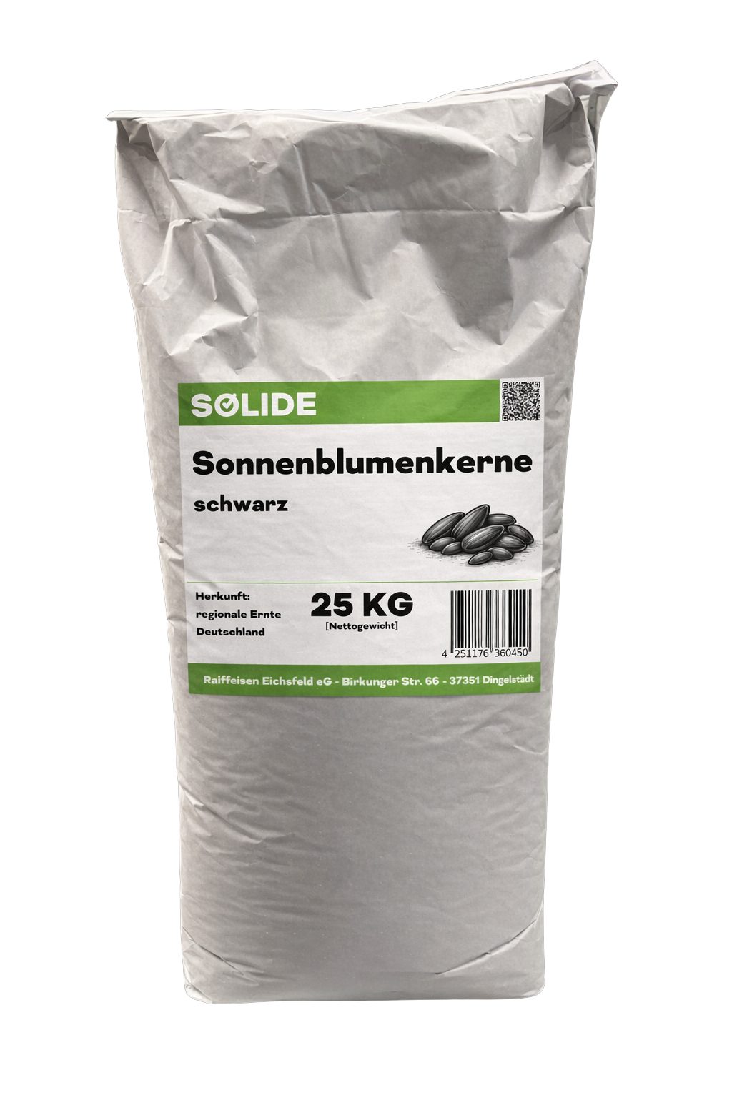 SOLIDE Sonnenblumenkerne schwarz 25kg, Hauptfutter für: Vögel, Wildvögel, Ganzjahresfutter