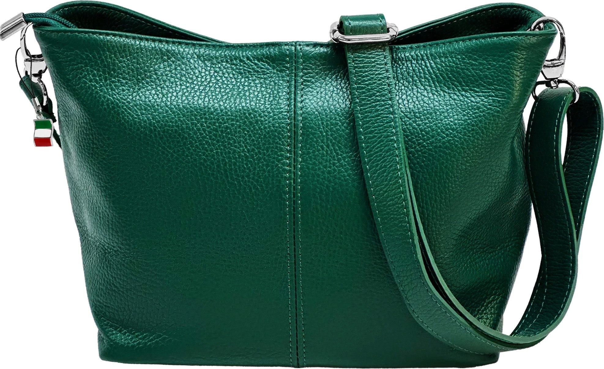 FLORENCE Schultertasche Florence Echtleder Tasche Damen grün (Schultertasche), Damen Schultertasche, Umhängetasche Leder, grün ca. 29cm
