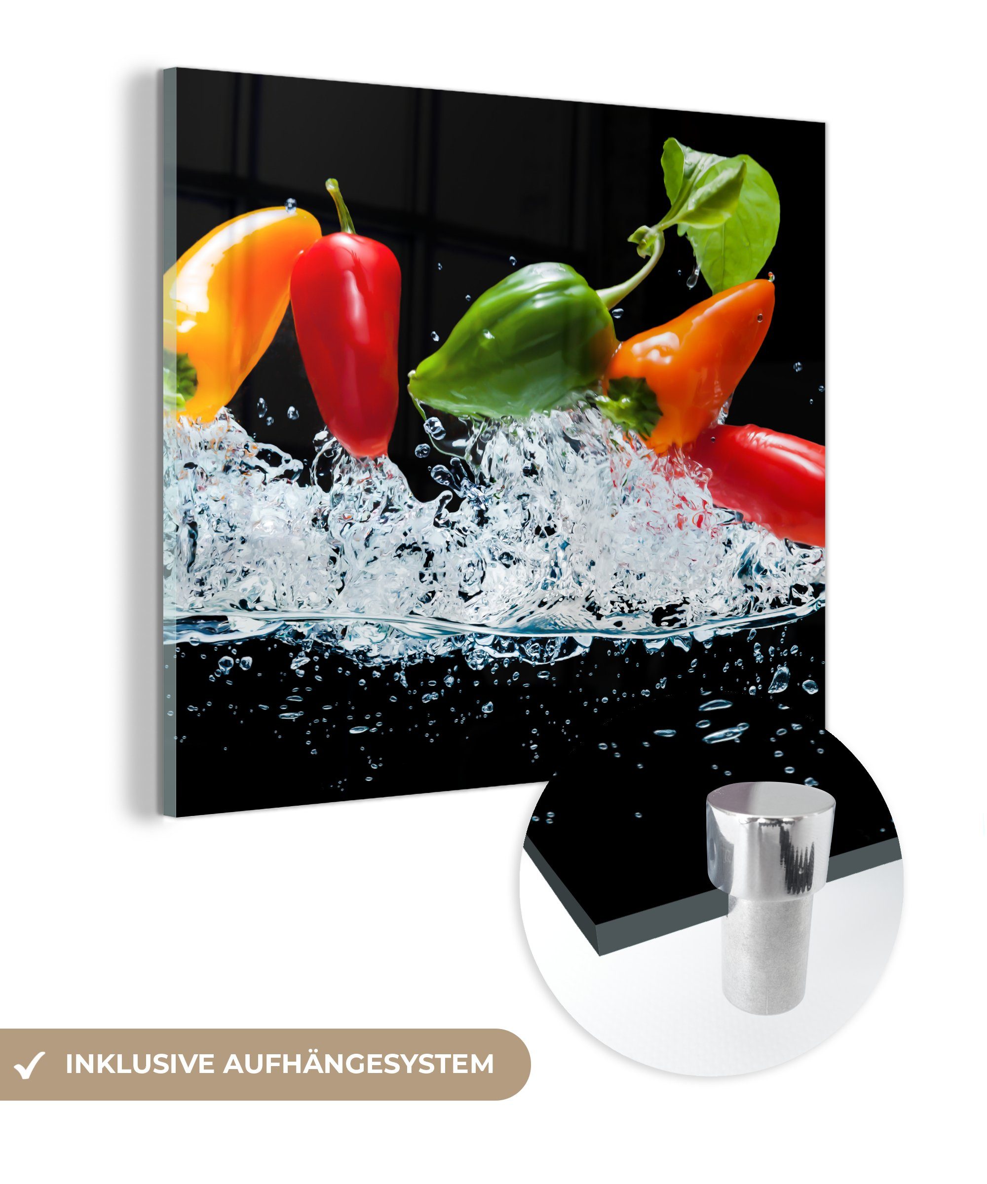 MuchoWow Acrylglasbild Paprika - Schwarz - günstig online kaufen