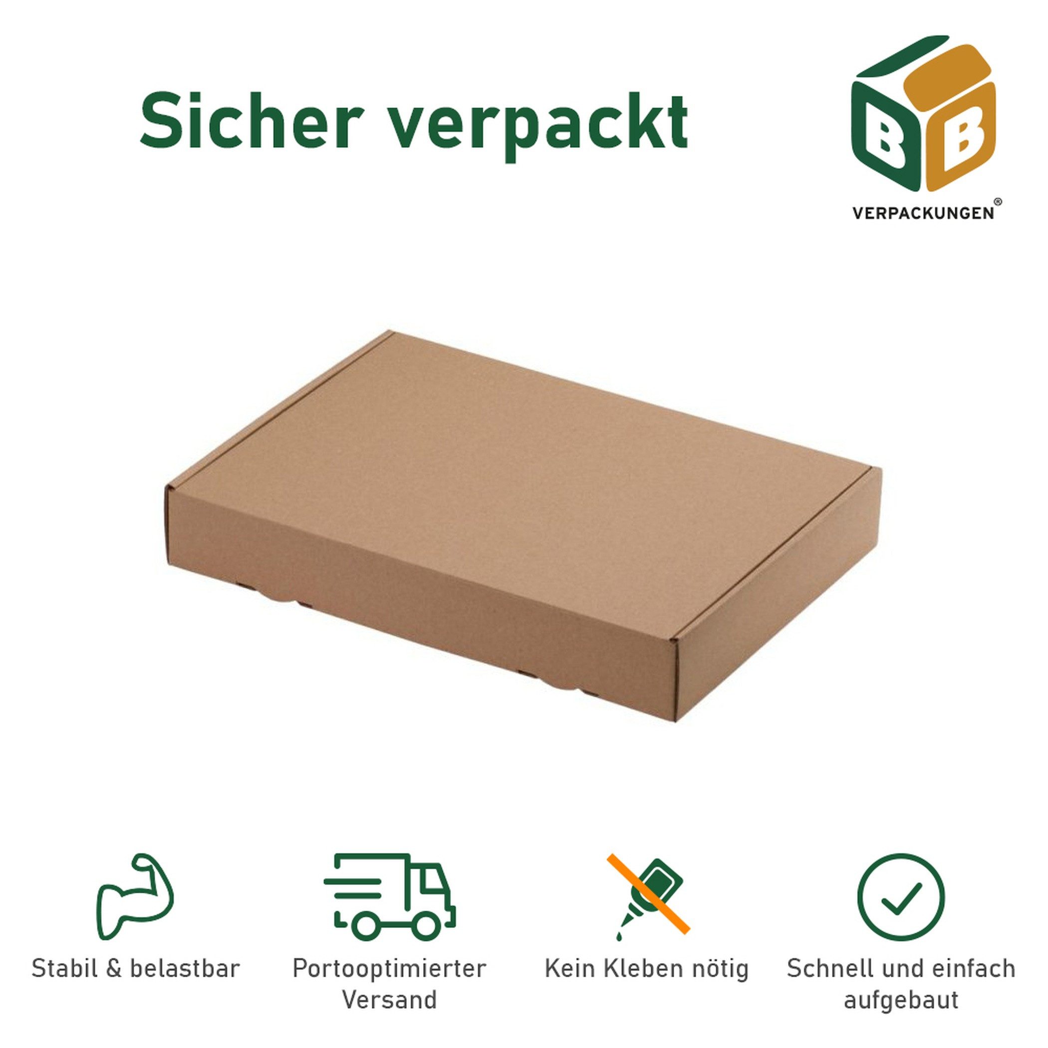 BB-Verpackungen Versandkarton Maxibriefkarton DIN A4, 319 mm x 225 mm x 50 mm, 25 Stück
