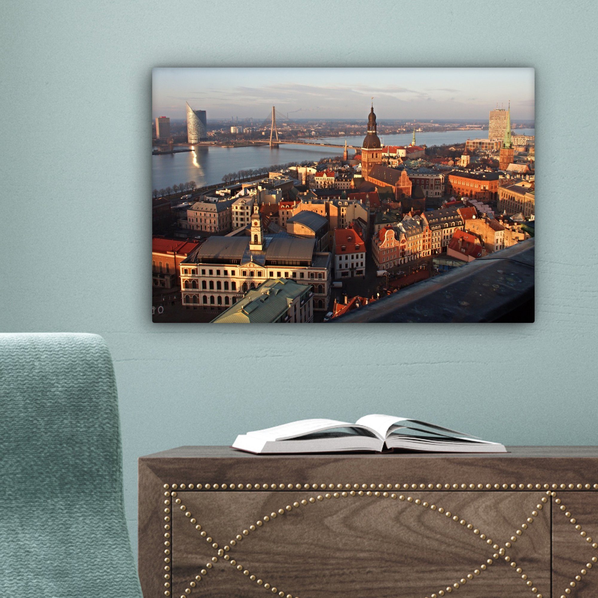 OneMillionCanvasses® Leinwandbild Altstadt von Leinwandbilder, Aufhängefertig, Riga Fotodruck, (1 St), 30x20 Wandbild Wanddeko, cm