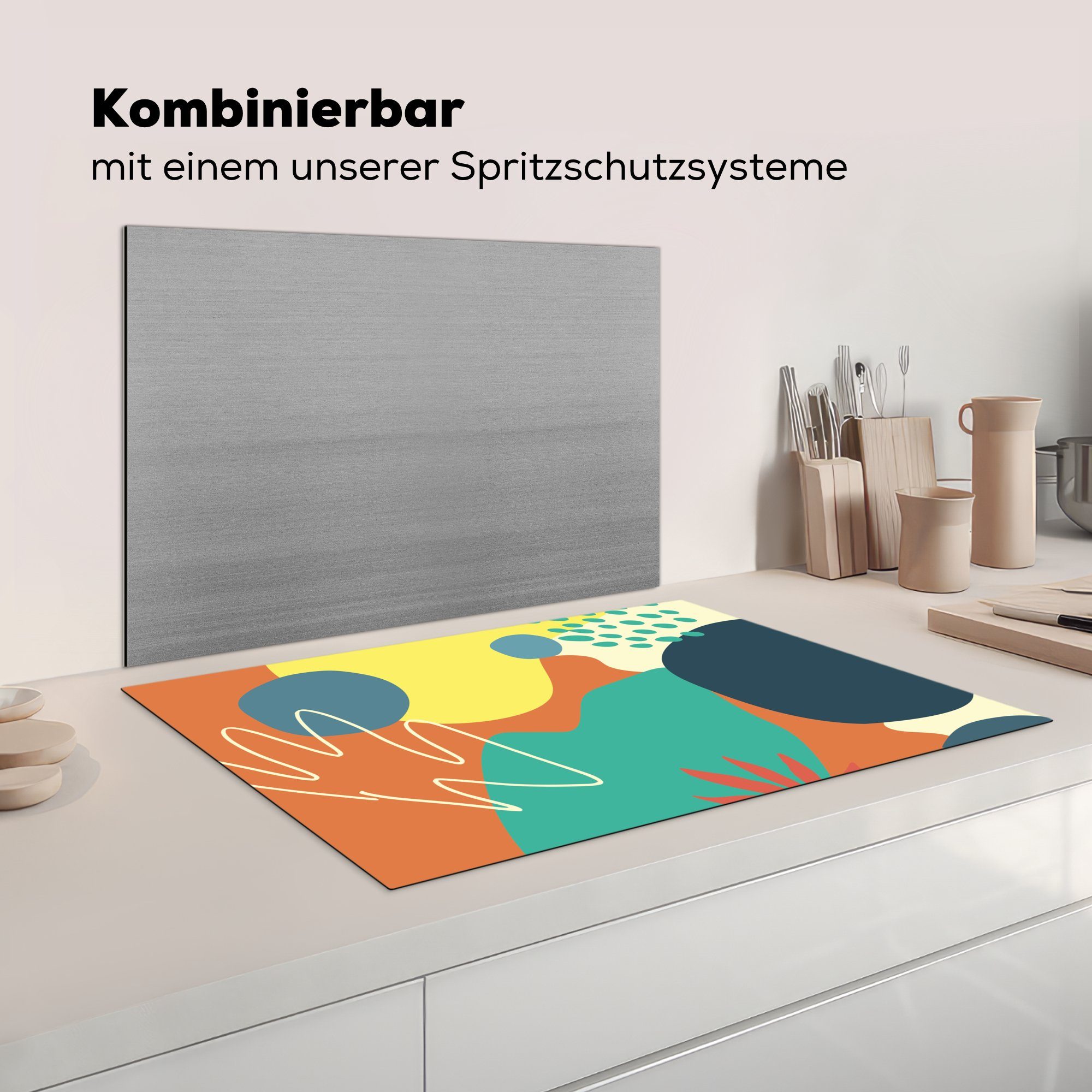 - für Schutz die - Ceranfeldabdeckung tlg), Pastell, cm, (1 Vinyl, MuchoWow Induktionskochfeld küche, Herdblende-/Abdeckplatte 81x52 Sommer Flecken