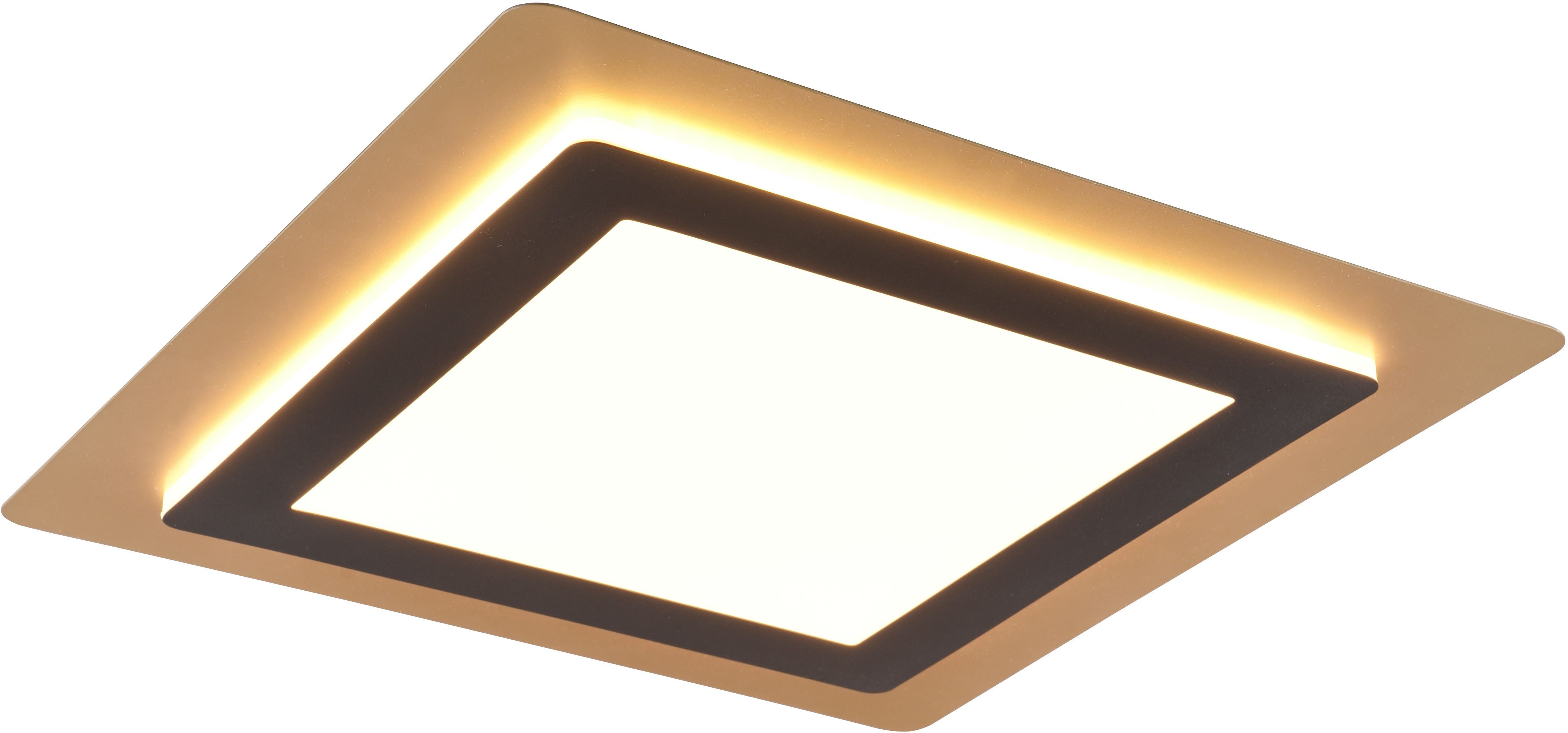 TRIO Leuchten LED Deckenleuchte MORGAN, quadratische Deckenlampe 45x45cm, dimmbar, CCT, Memoryfunktion, Nachtlichtfunktion, LED fest integriert, warmweiß - kaltweiß, Nachtlicht, Timer, 46W 6000 Lumen, 2700-6500 Kelvin, mit Fernbedienung