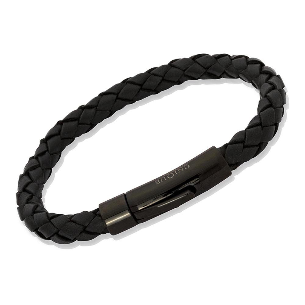Unique Quarzuhr Schwarz 21cm Armband Länge: Leder echtes LB0082 5,5mm wählbar - Unique