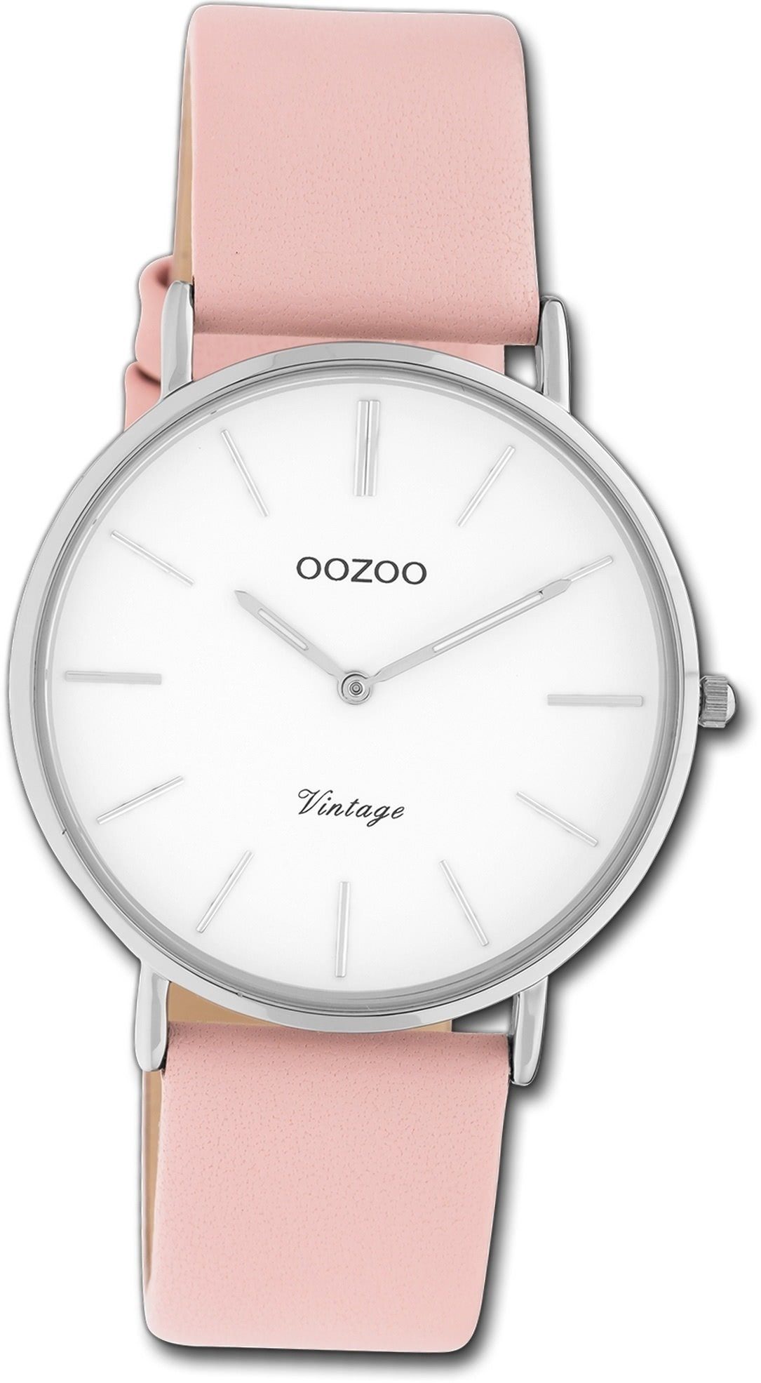 Ultra rundes Oozoo Quarzuhr Armbanduhr Slim, Lederarmband Gehäuse, (ca. mittel Damen Damenuhr OOZOO 36mm) rosa,