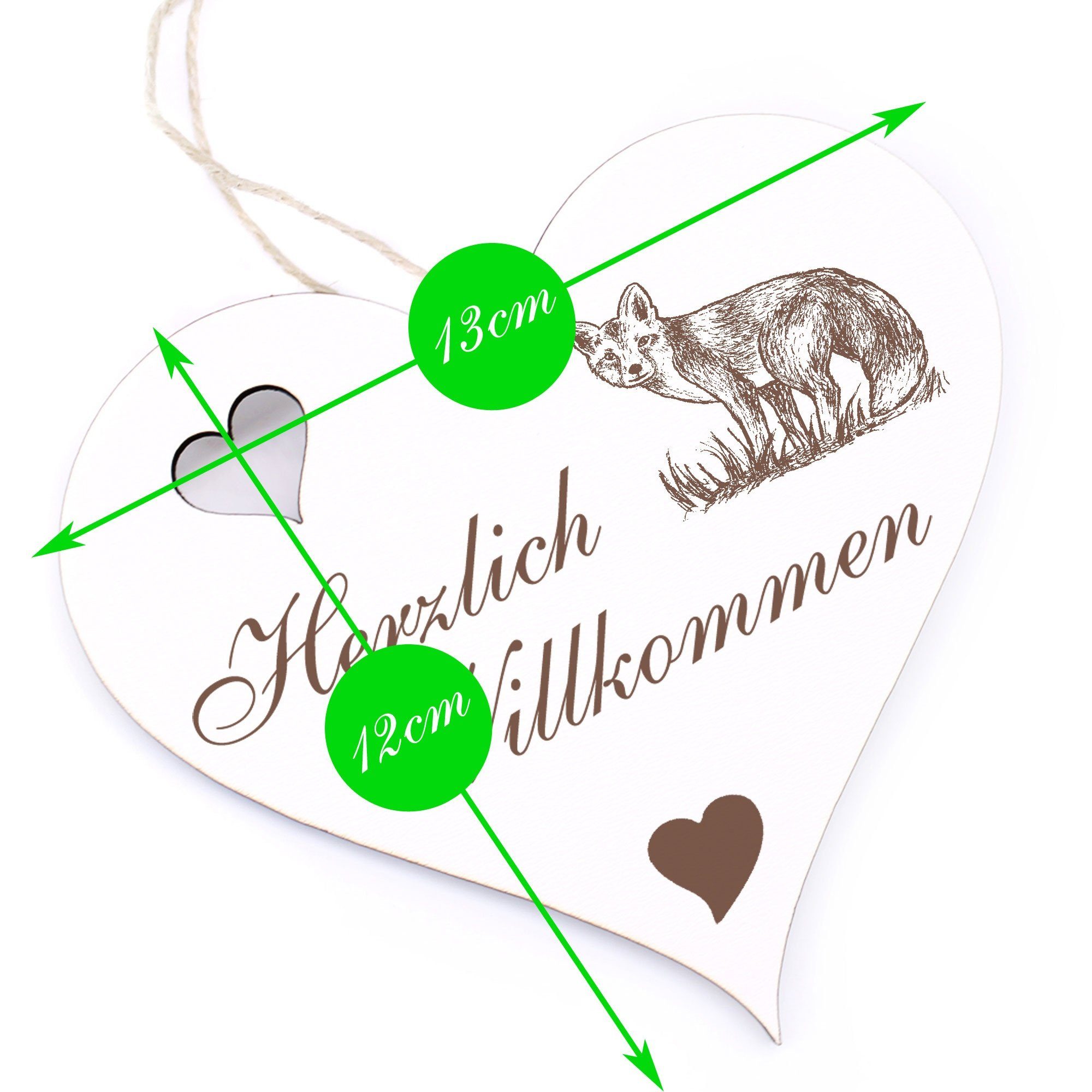 Dekolando Hängedekoration Herzlich Willkommen - - 13x12cm Fuchs