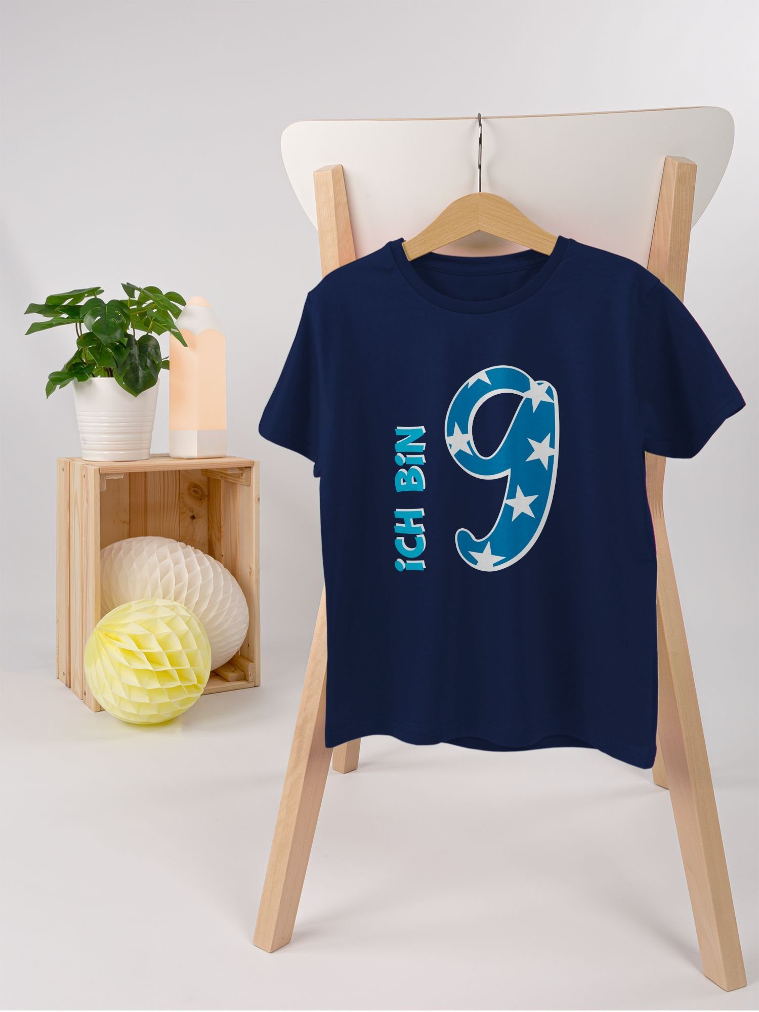 Shirtracer T-Shirt Ich bin neun Blau Junge (1-tlg) 9. Geburtstag – Bild 5 von 5